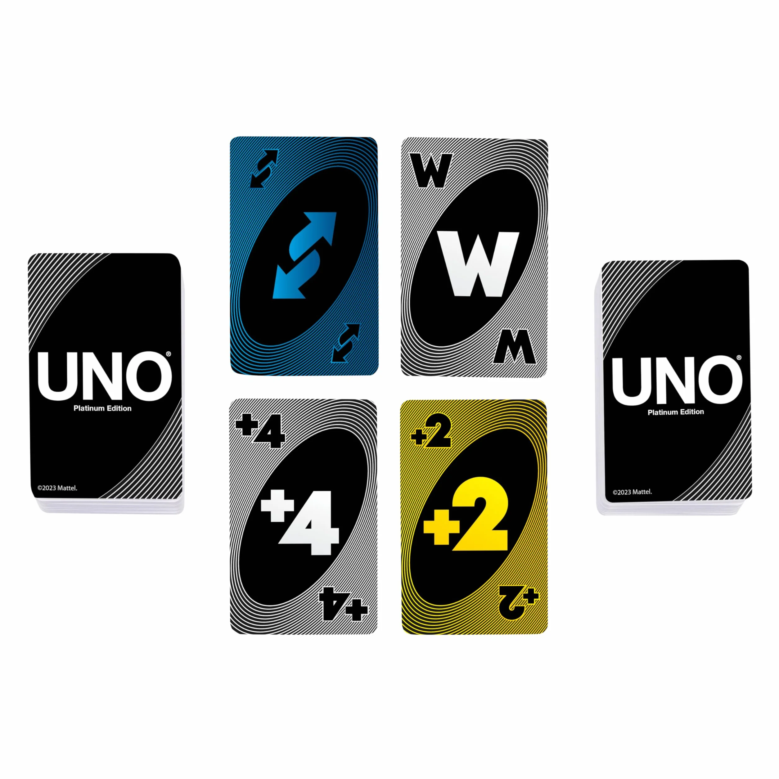 Mattel Games UNO Platinum Edition gra karciana na wieczory filmowe i rodzinne, wieczory z grami, kemping i imprezy, karty kolekcjonerskie premium, HPY61