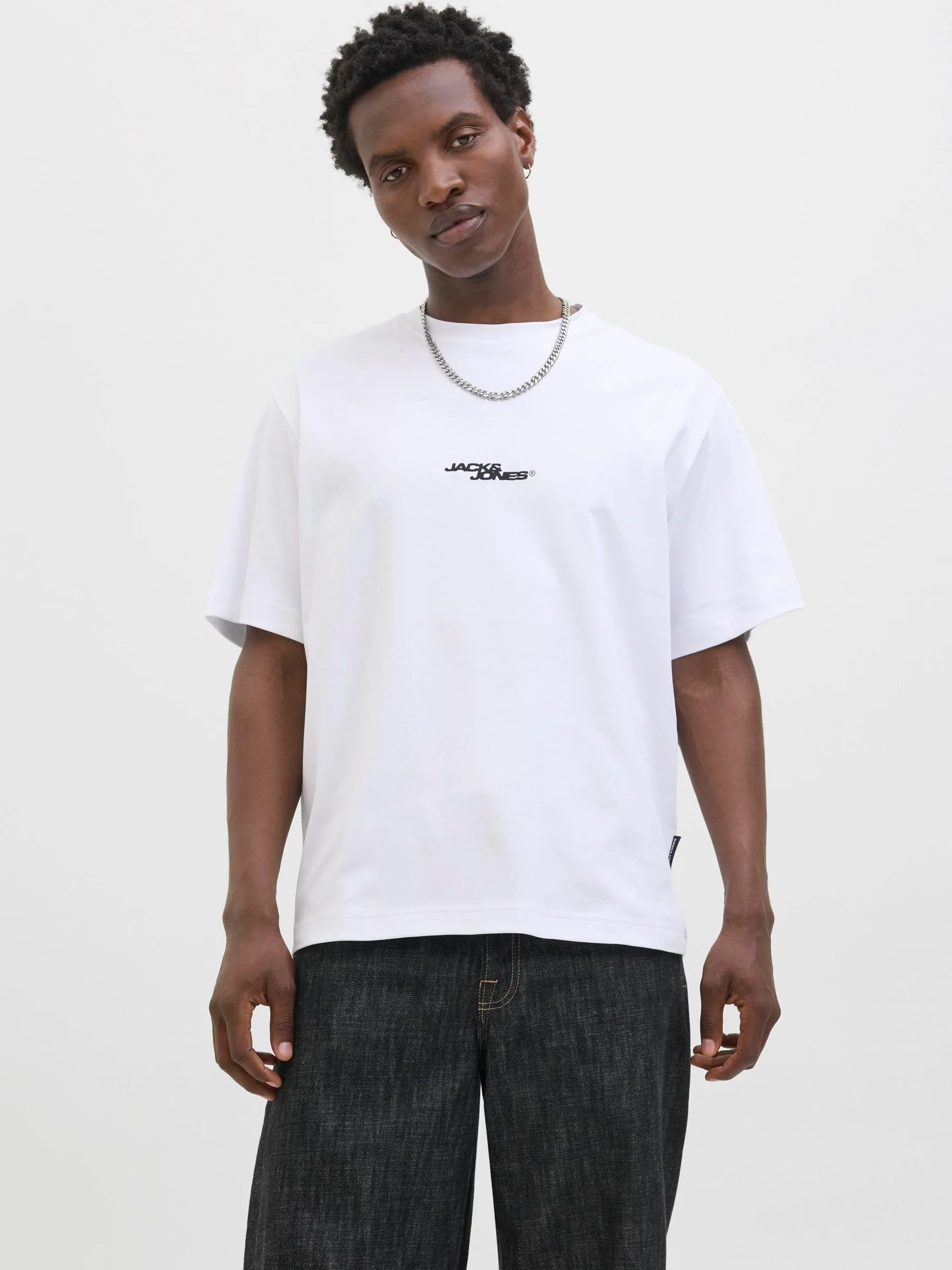 JACK & JONES Męska koszulka Jcosago Photo Back Tee SS Crew Neck, Bright White, M