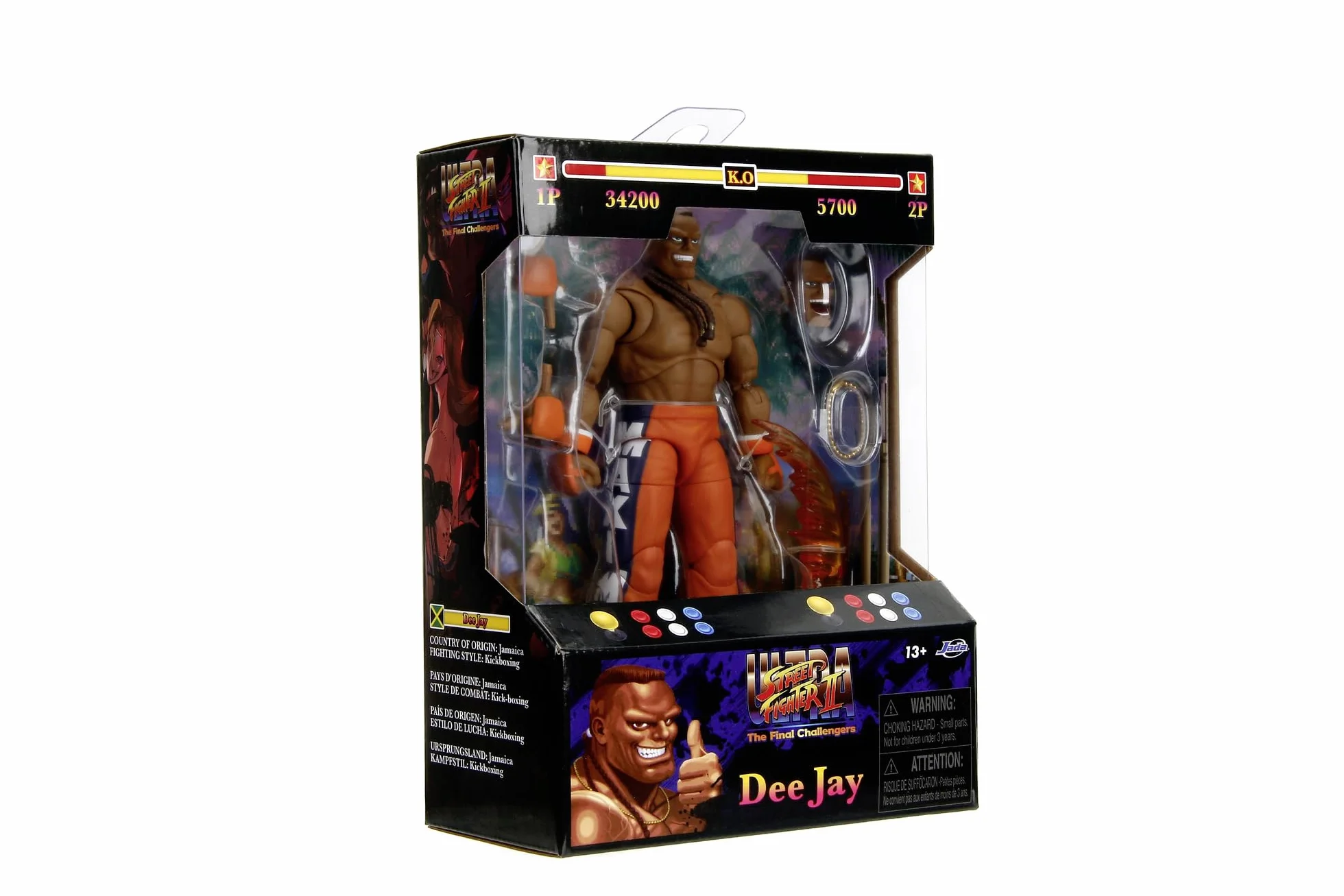 Jada Toys Street Fighter figurka DEE Jay (15 cm) - ruchoma figurka kolekcjonerska i akcji z Street Fighter 2: The Final Challengers, z alternatywną głową, rękami i akcesoriami, od 13 lat