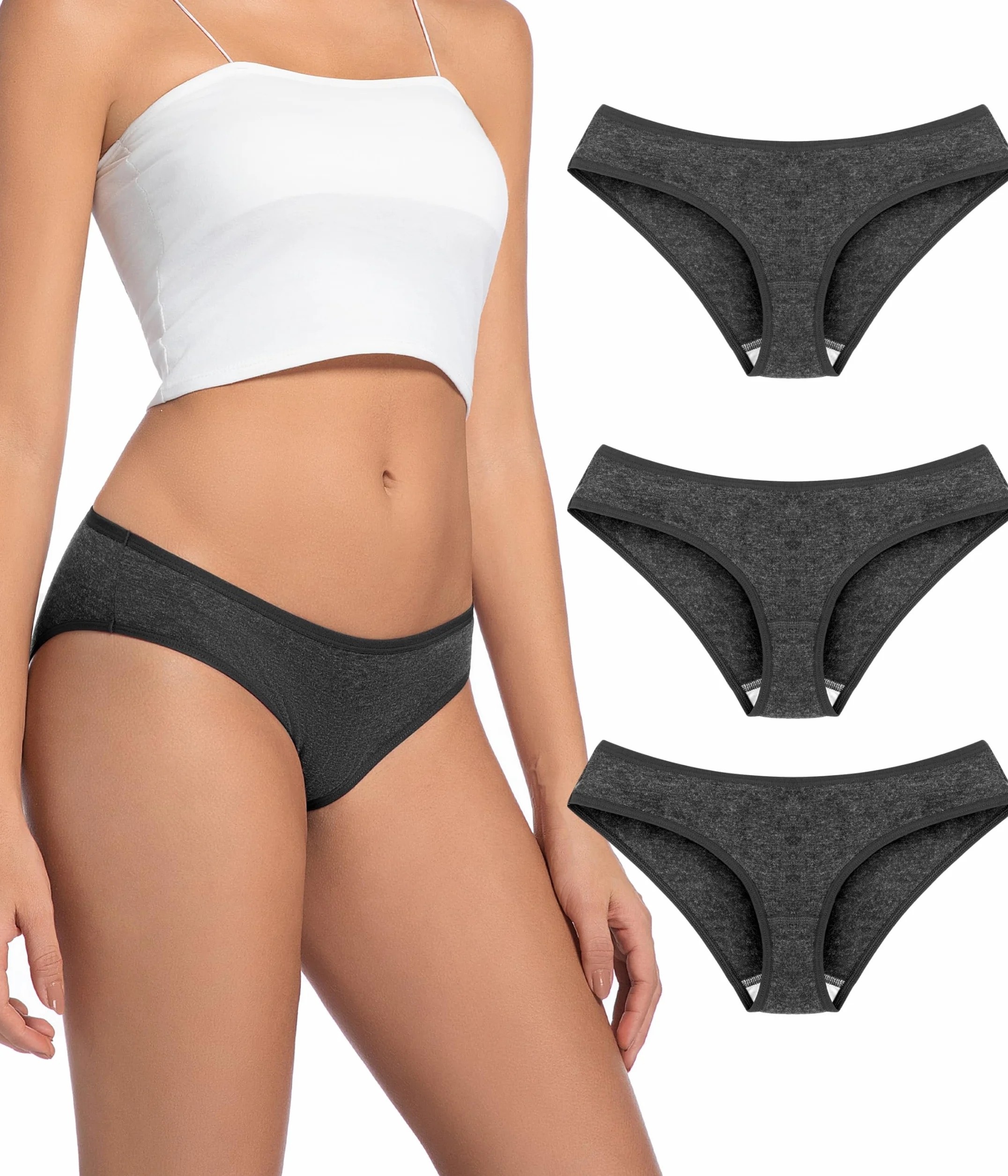 FORVEVO Bielizna damska z wełny merynosów, 3-pak, oddychające wełniane majtki, majtki damskie, bielizna bikini