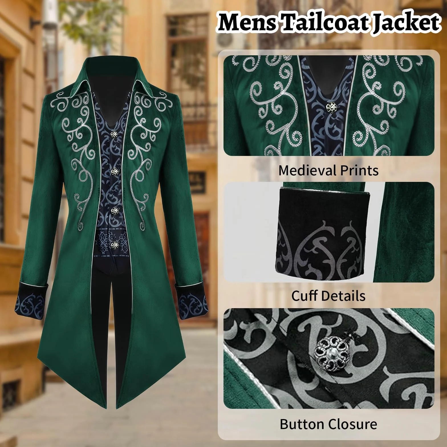 Męska kurtka w stylu steampunk w stylu vintage, gotycki frak, płaszcz, kostium karnawałowy, średniowieczna odzież męska, kostium na Halloween