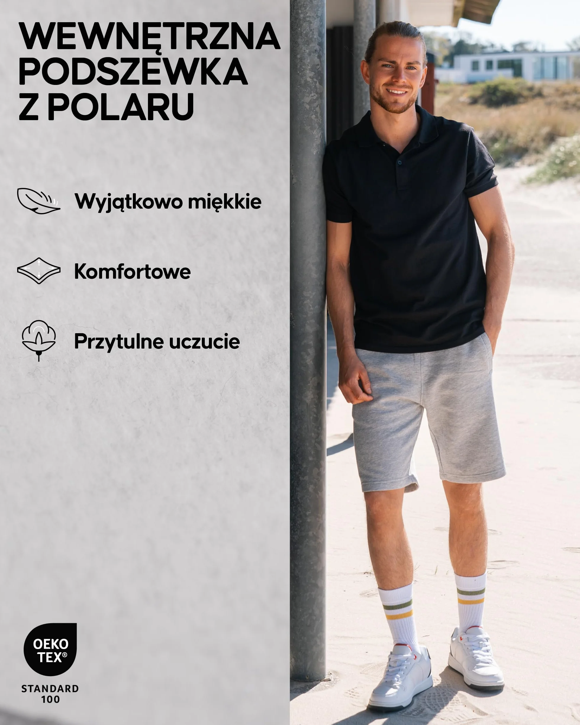 DANISH ENDURANCE Spodenki Dresowe Męskie, Joggery dla Mężczyzn z Kieszeniami na Co Dzień, Spodenki Polarowe z Miękką Podszewką