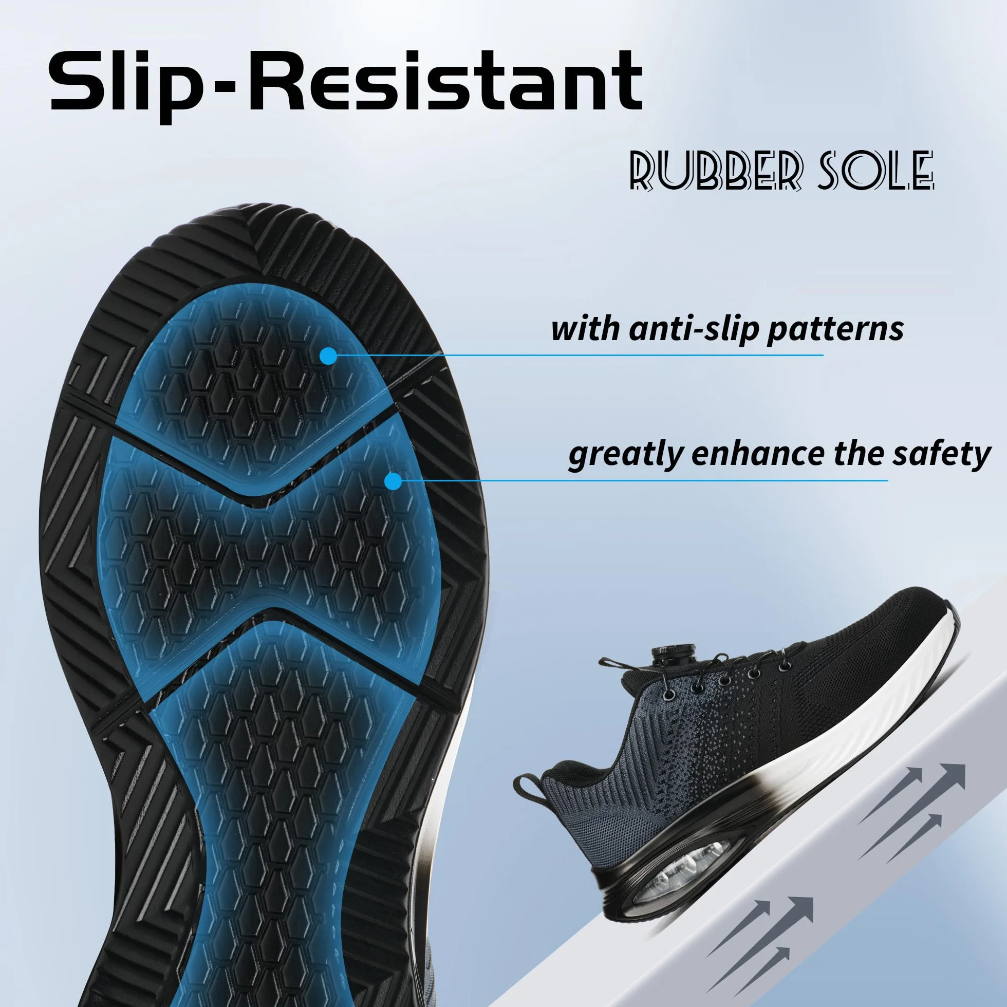 Buty ochronne dla mężczyzn i kobiet, lekkie, sportowe buty robocze, oddychające, stalowe noski, antypoślizgowe, z pokrętłem