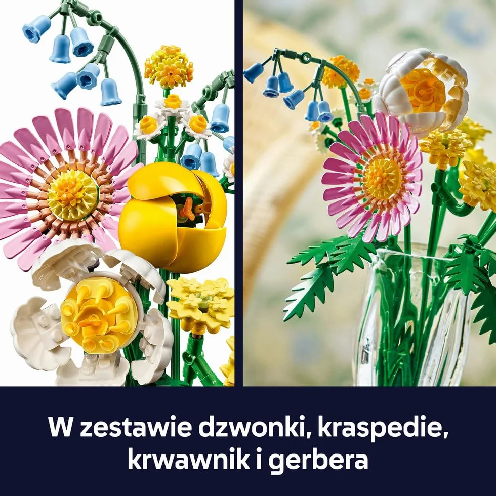 LEGO Mały słoneczny bukiet, zabawka dla dziecka do zbudowania, zestaw konstrukcyjny dla 9-latka i prezent dla chłopców i dziewczynek, dekoracja wiosenna, ozdoba ze sztucznych kwiatów 10347
