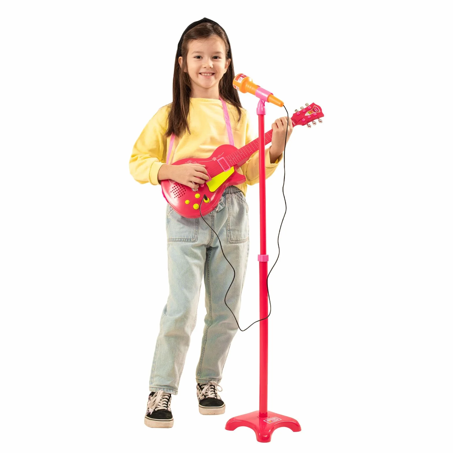Bontempi - Różowa elektroniczna gitara rockowa z mikrofonem (245872), 24 5832