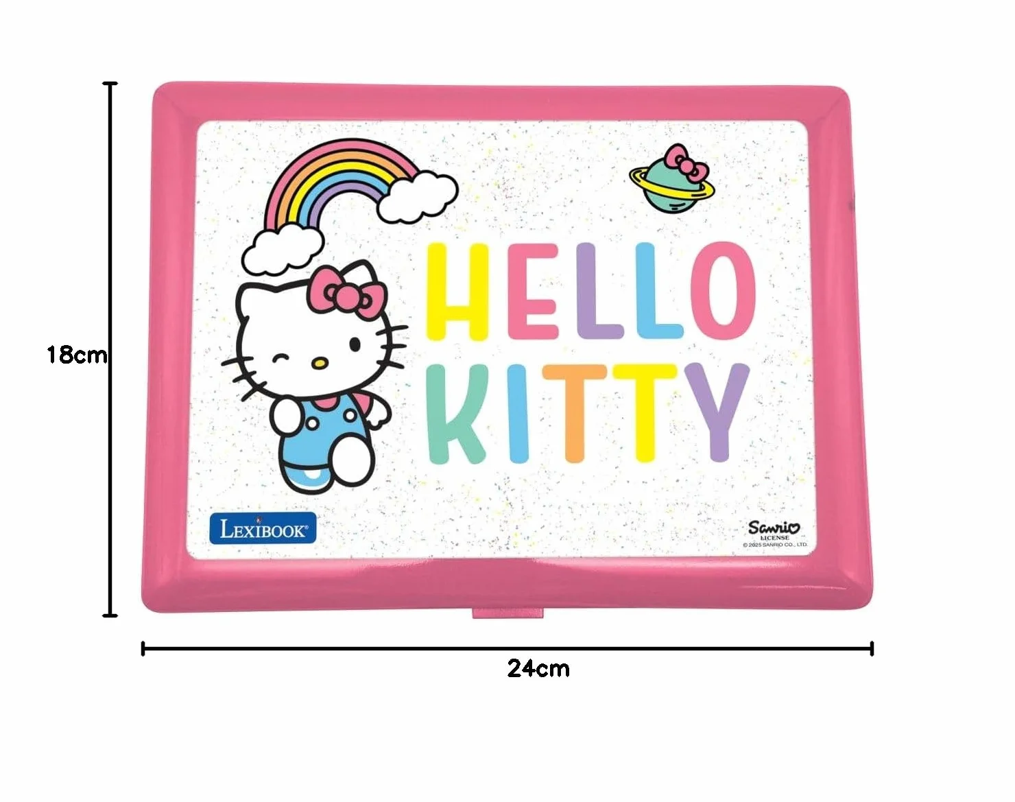 LEXIBOOK, Hello Kitty, dwujęzyczne przenośne urządzenie edukacyjne, angielski/hiszpański, 164 zajęcia językowe, pisanie, matematyka, logika, muzyka i gry, dla chłopców i dziewcząt, JC598HKi2