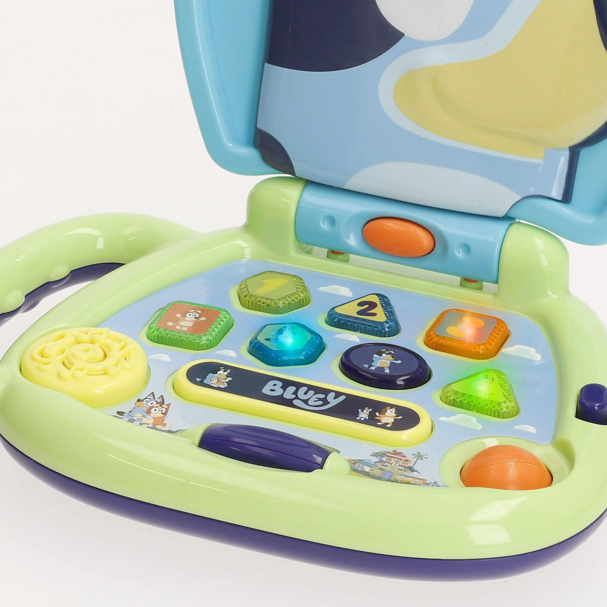 ColorBaby Bluey My First Computer z dynamicznymi przyciskami, oficjalna licencja, komputer interaktywny, zintegrowany uchwyt do przenoszenia, interaktywne zabawki angielskie, gry dla dzieci + 6