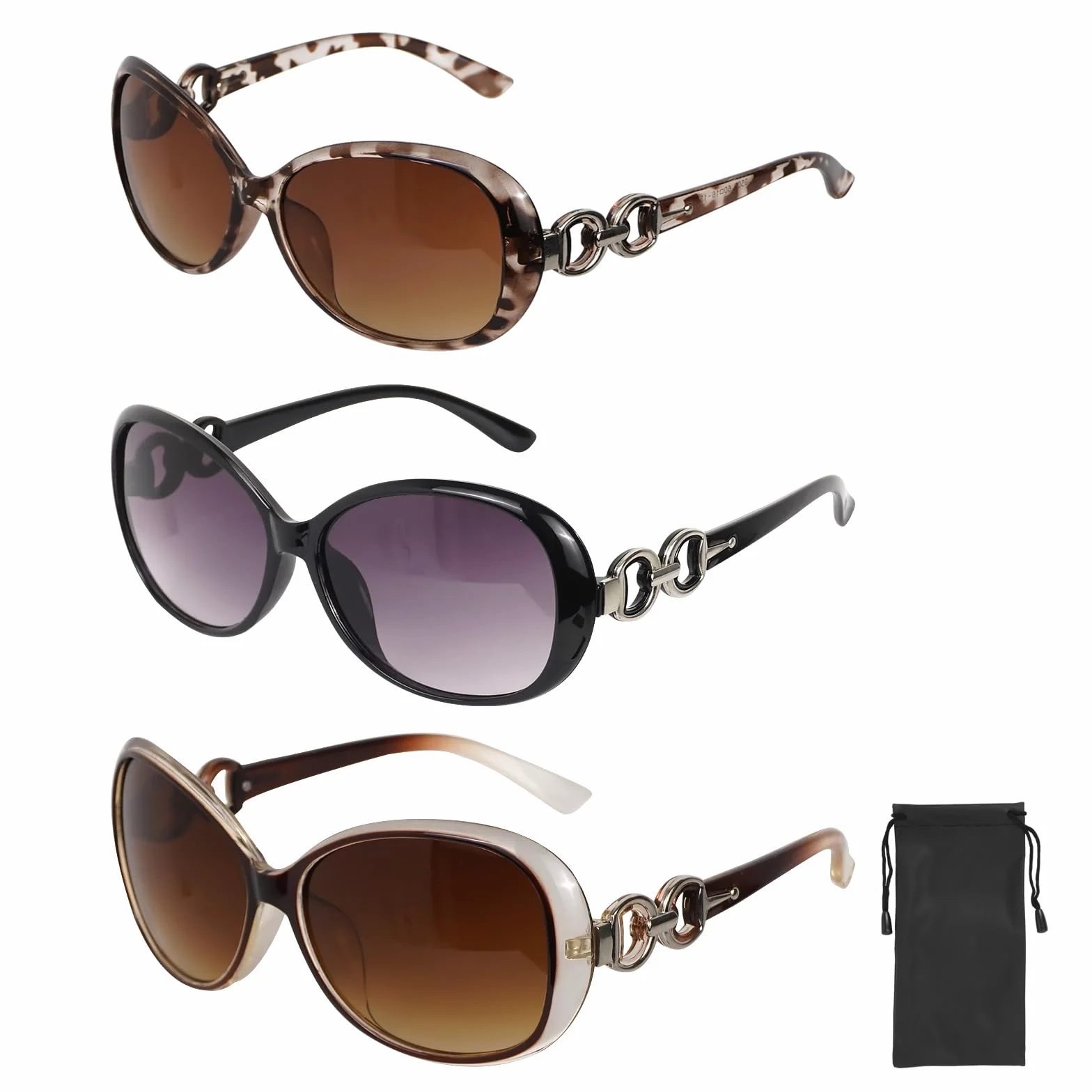 3 Pack Retro Okulary przeciwsłoneczne damskie Polaryzowane, Okulary przeciwsłoneczne damskie, Vintage Okulary przeciwsłoneczne Okrągłe Ochrona UV400 do podróży, sportów na świeżym powi