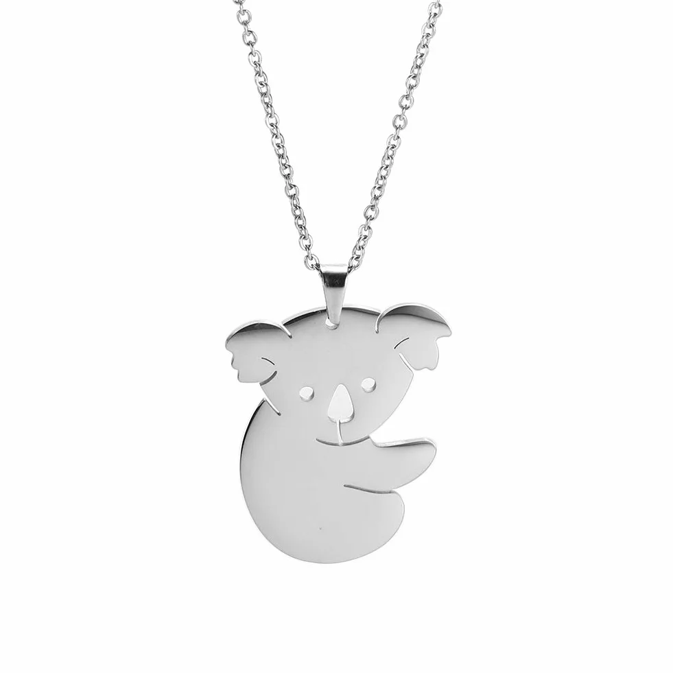 TEAMER Koala Wisiorek Naszyjnik ze stali nierdzewnej Słodkie Zwierzę Rysunek Biżuteria dla Kobiet Dziewczyn, Metal