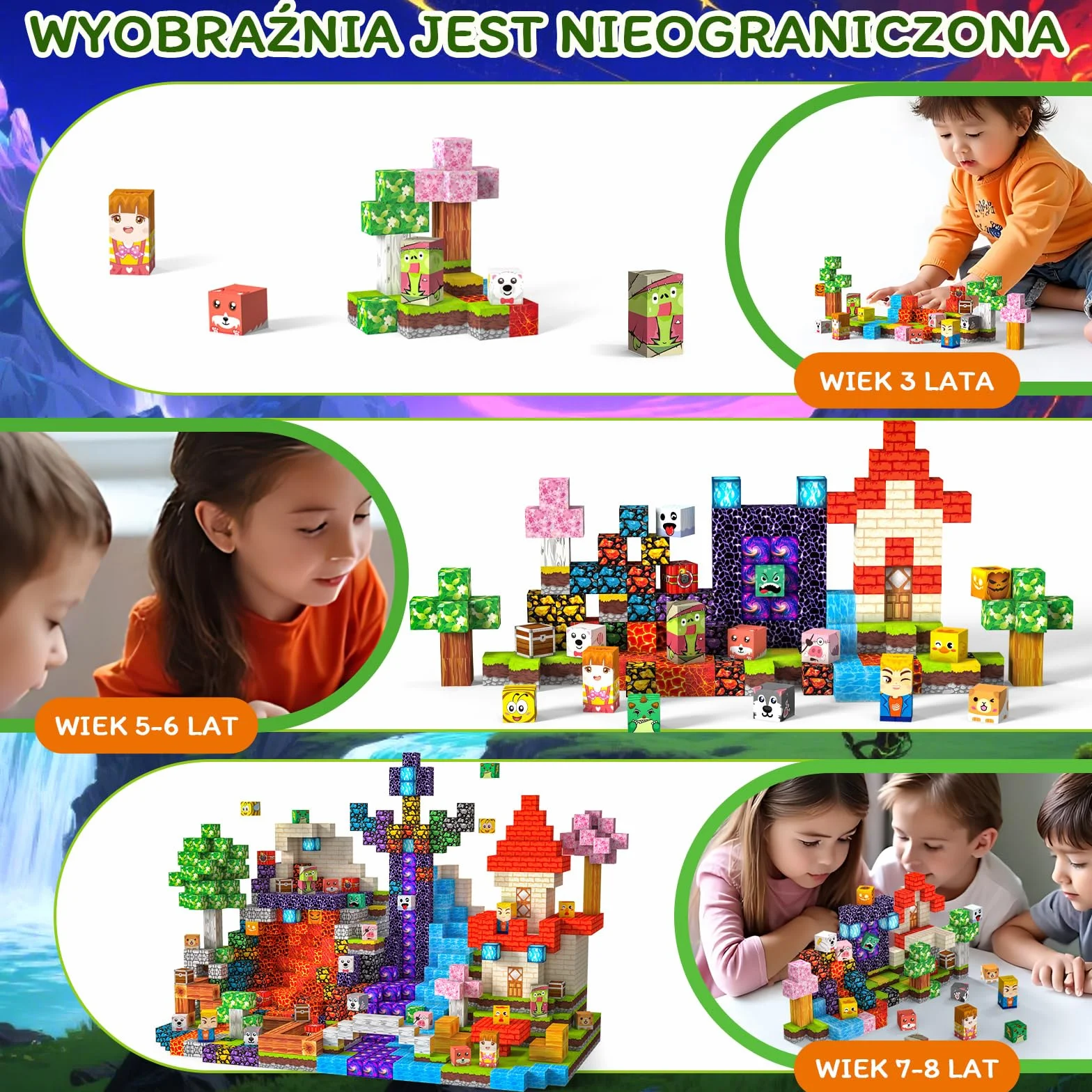 Klocki Magnetyczne 150 PCS 2CM, 3+ Zabawki sensoryczne STEM Montessori, Magnetyczne Klocki dla 3 4 5 6 7 8 9 10 11 12 8-12 lat Chłopcy i dziewczynki Prezenty urodzinowe