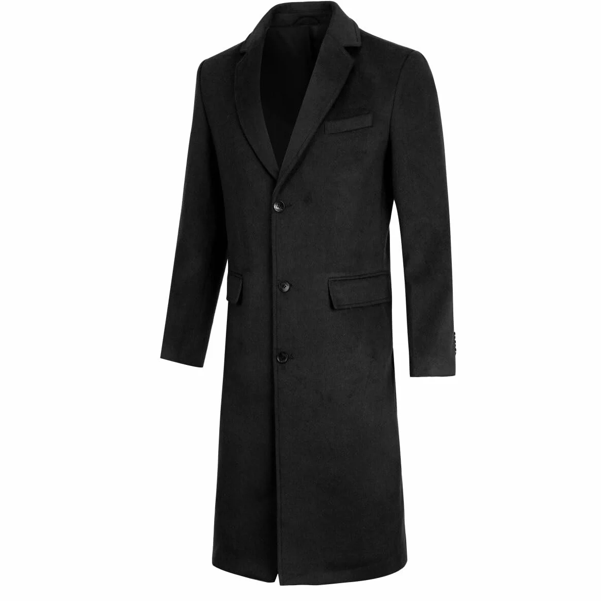 Allthemen Płaszcz męski, długi płaszcz zimowy, płaszcz wełniany, płaszcz męski, krój slim fit, wykładany płaszcz, biznesowy