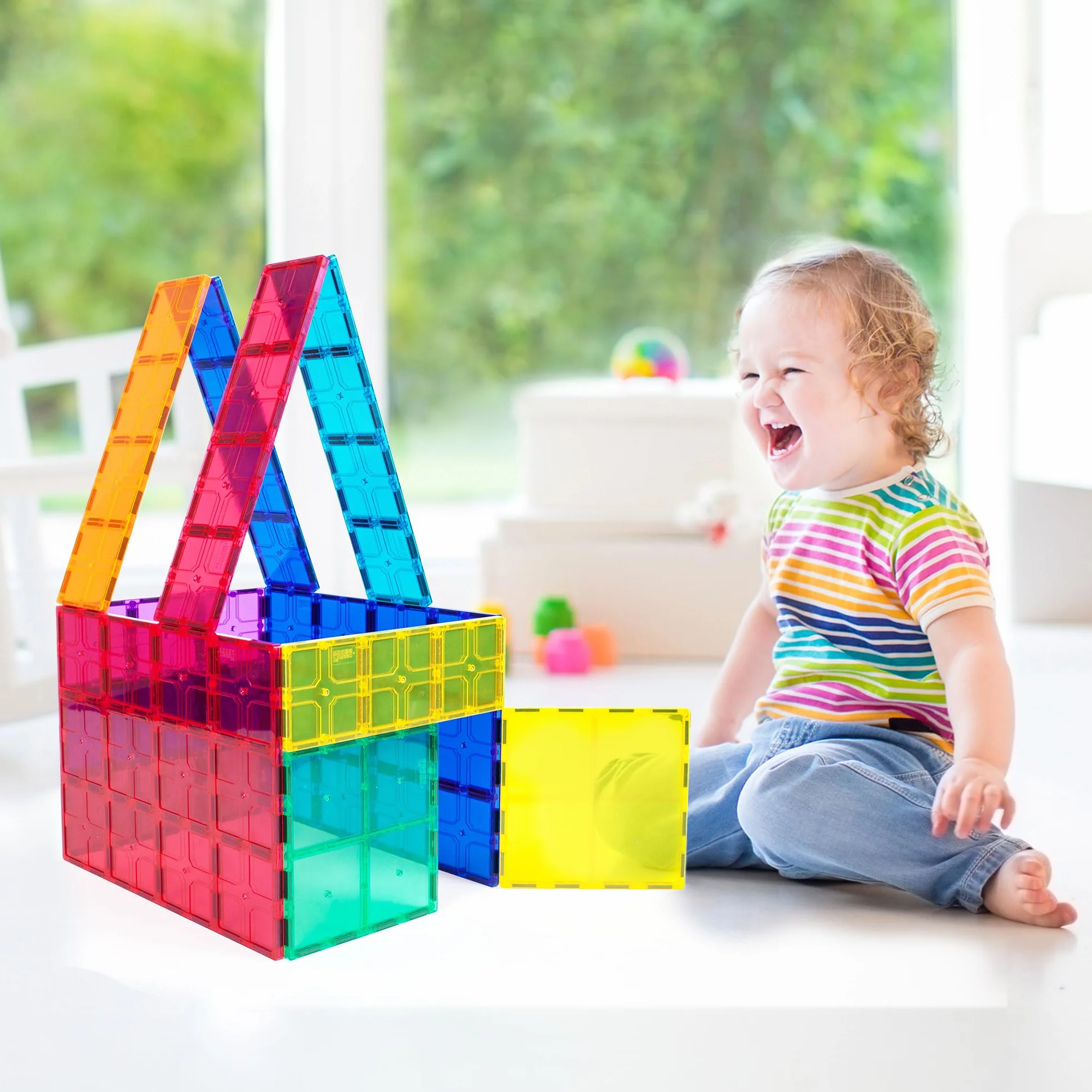 Zabawki dla dzieci Magnetyczne klocki budowlane Magnes Płytki Supersized PicassoTiles 12 szt. Duża podstawa stabilizatora Jumbo XL Płyta Fundacja Zestaw edukacyjny Budownictwo Inżynieria STEM Dzieci