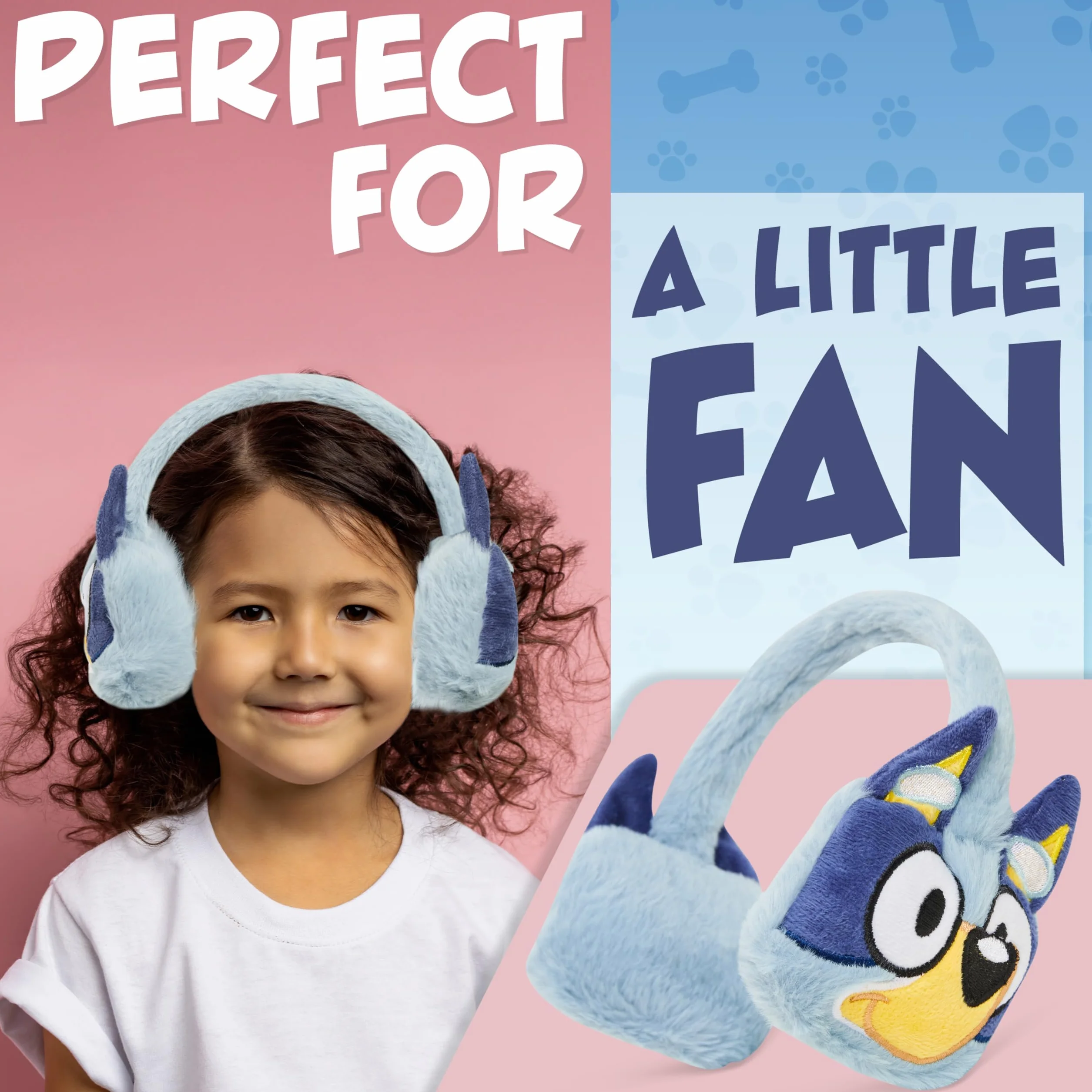 Bluey Dziewczęce puszyste nauszniki, akcesoria zimowe ocieplacze na uszy - prezenty dla dzieci