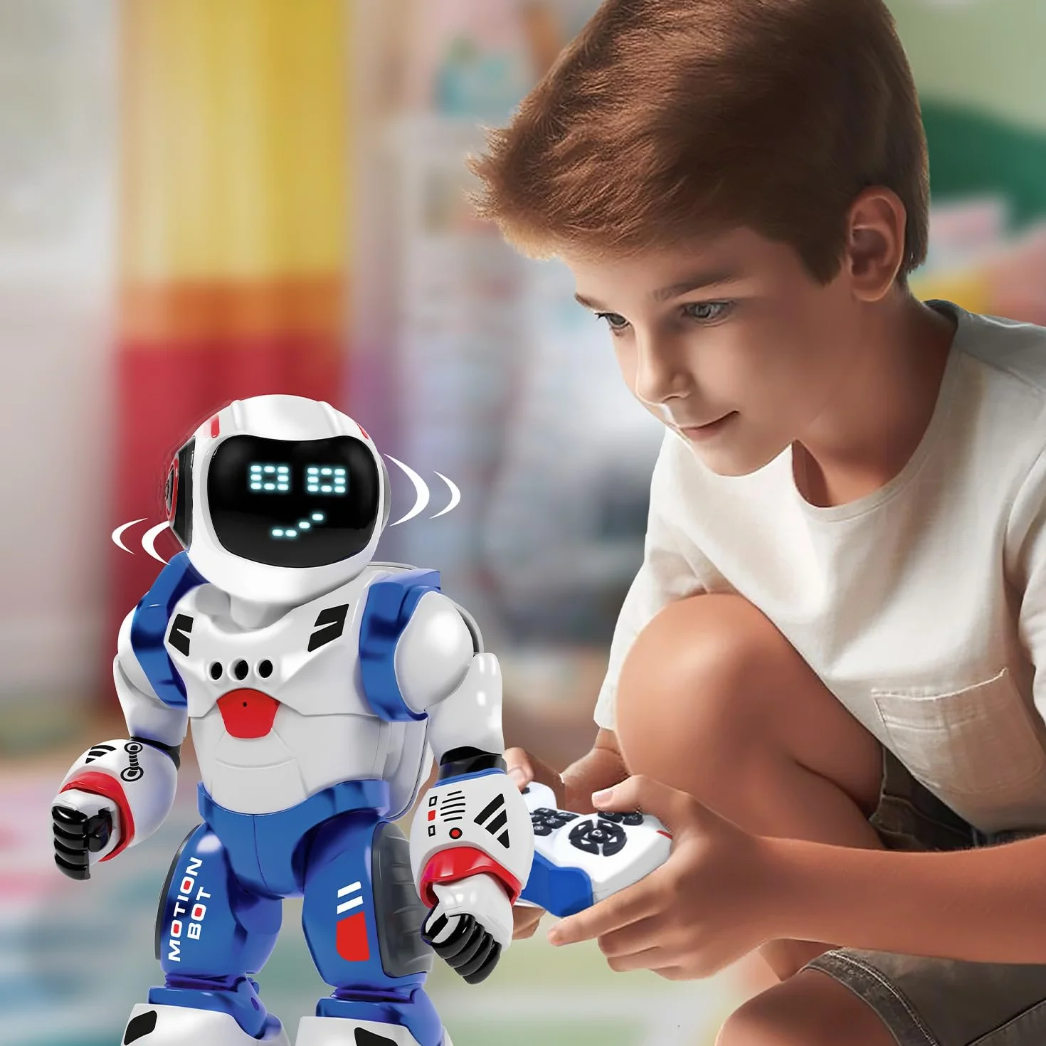 Xtrem Bots - Bruce | Robot zabawkowy, robot dziecięcy z 20 wyrazami twarzy, programowalne roboty dla dzieci z 50 ruchami, zestaw robotów, prezenty dla chłopców w wieku 5 lat i starszych