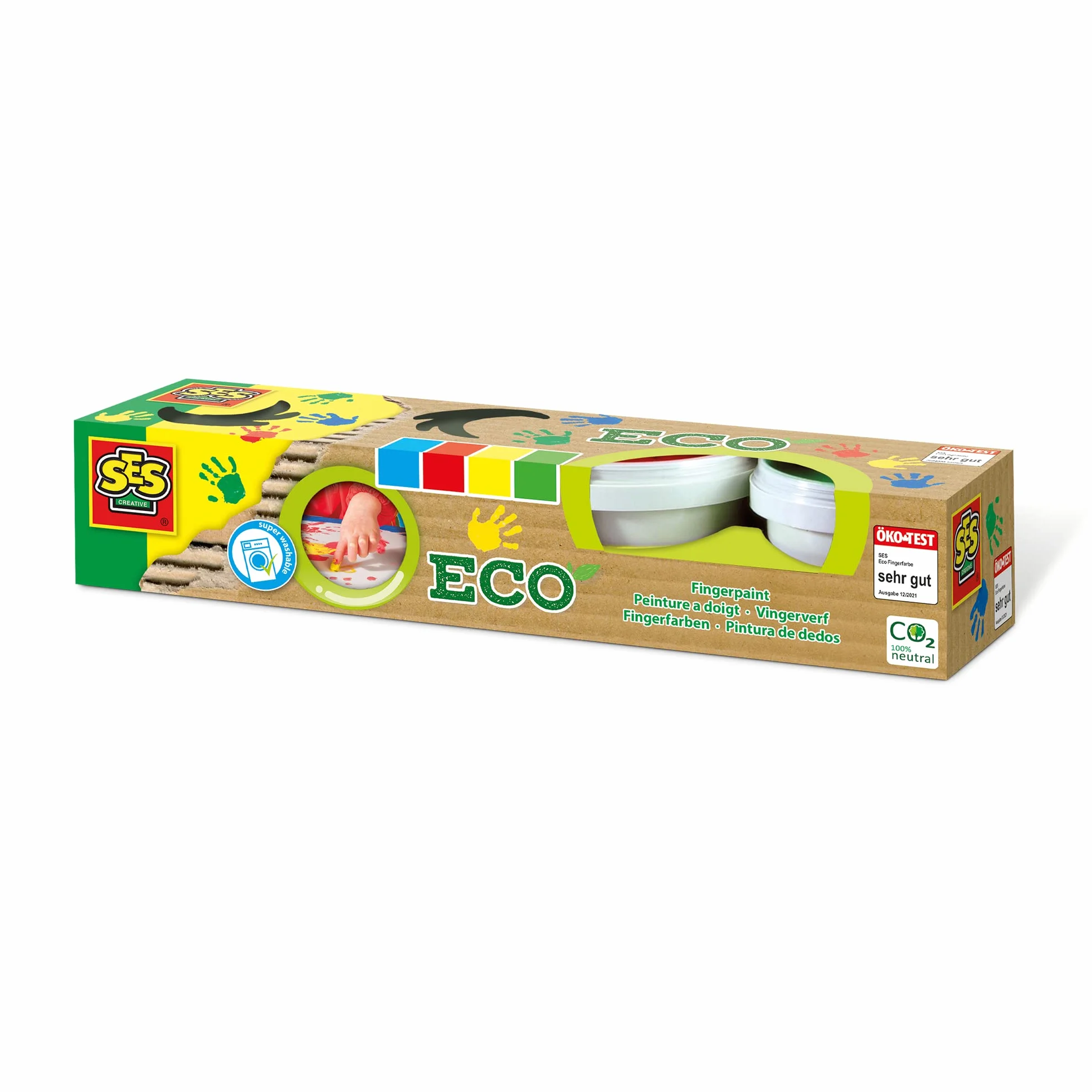 SES Fingerfarbe ECO 4 Farben Zmywalna Farba Do Palców, Wielokolorowy