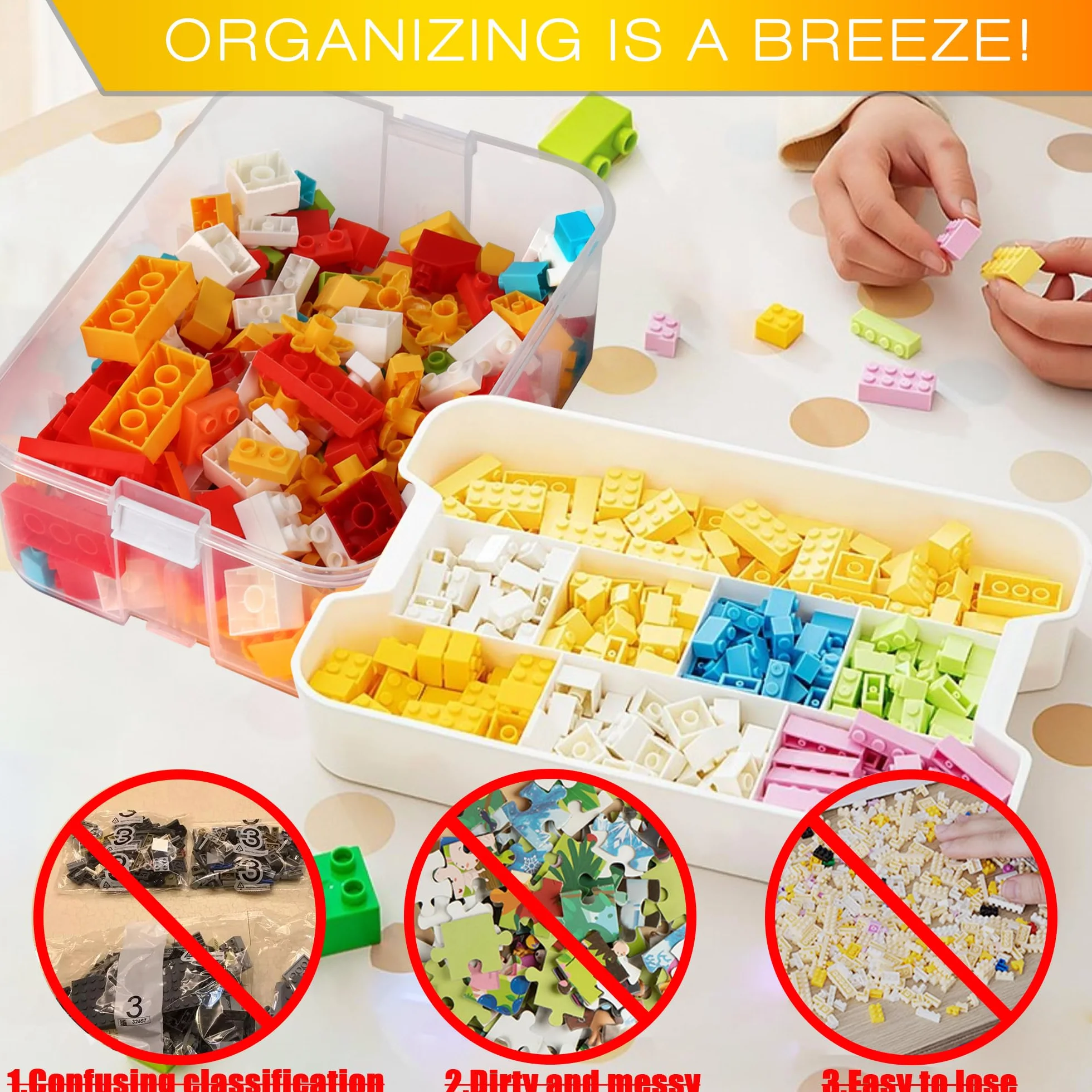 WillingHeart Pudełka do przechowywania Lego z pokrywką, możliwość układania w stos, pudełka do sortowania zabawek, małych części, pojemnik, przezroczysty organizer, skrzynka na zabawki dla dzieci