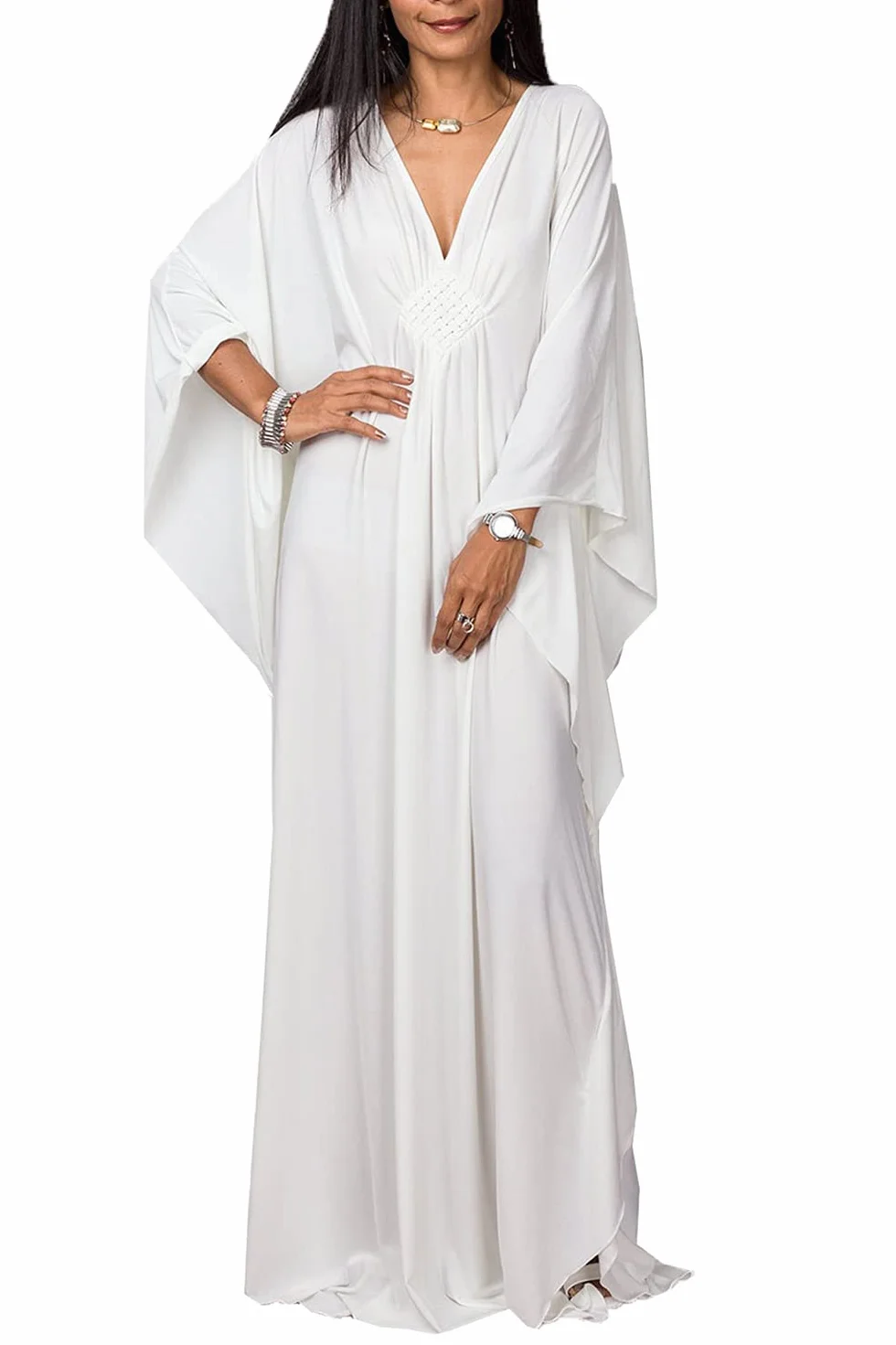 Wemen długa sukienka maxi typu kaftan boho strój kąpielowy okrycie plażowe szlafroki jeden rozmiar odzież domowa