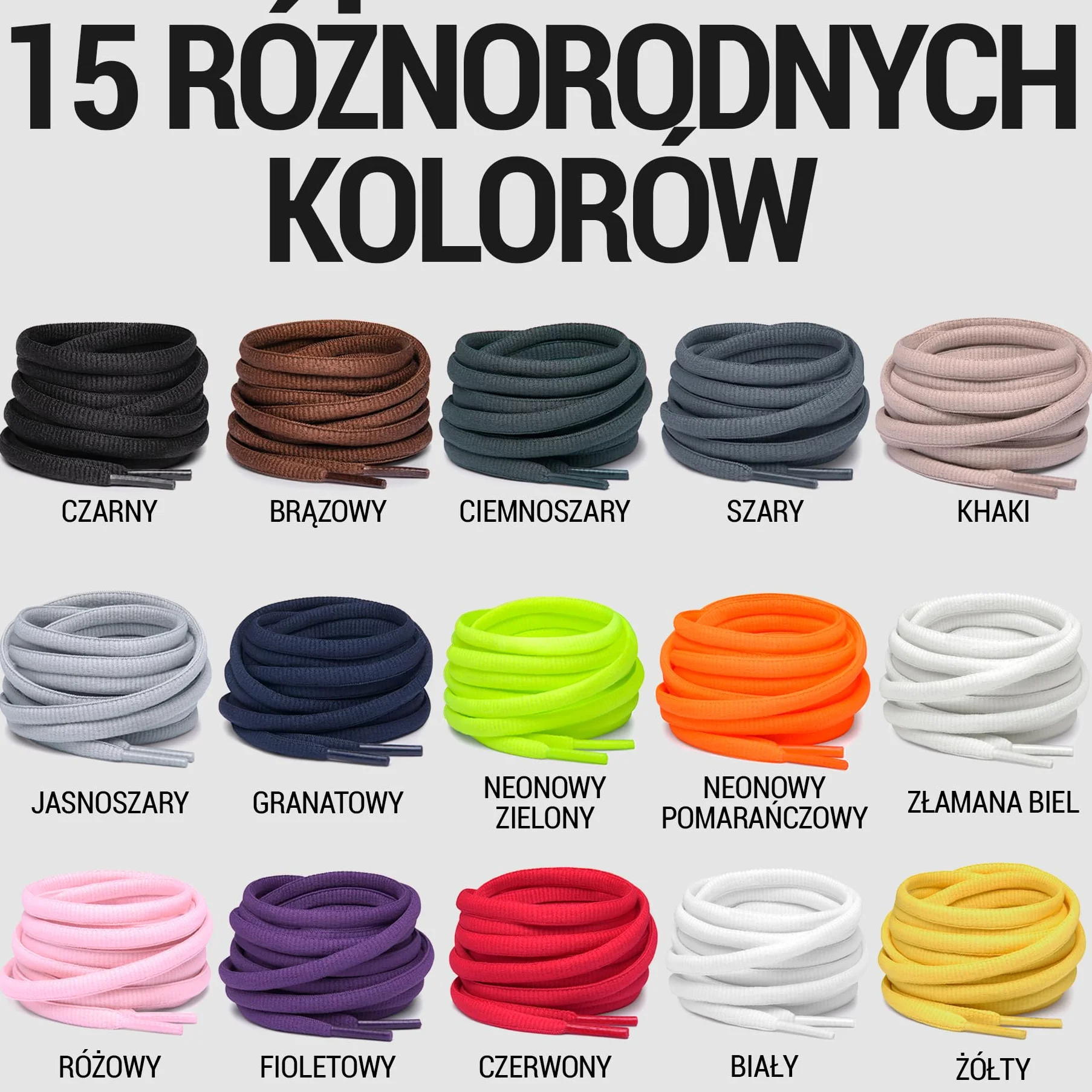 Miscly Sznurówki Owalne Sportowe - Dostępne w Wielu Długościach i Kolorach