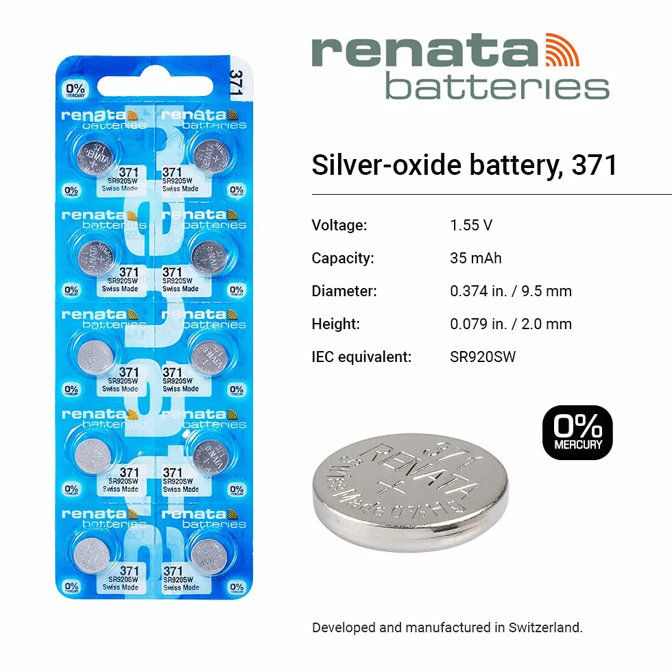 Renata 371 Srebrno-Oksydowa bateria -, 5 sztuk