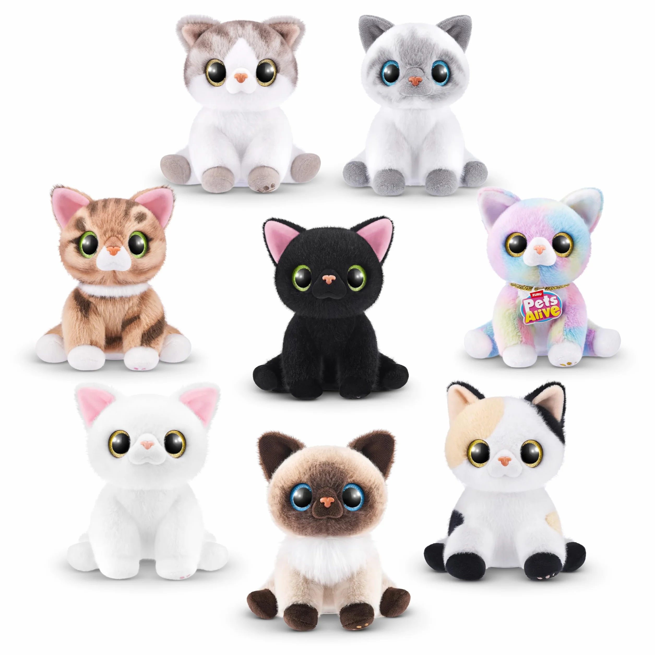 Pets Alive Smitten Kittens Surprise, Lucky, Nurture Play, Soft Toy Unboxing, interactive, 10 dźwięków, ultra miękkie pluszaki, Adopt Electronic Pet Kitten (Lucky)