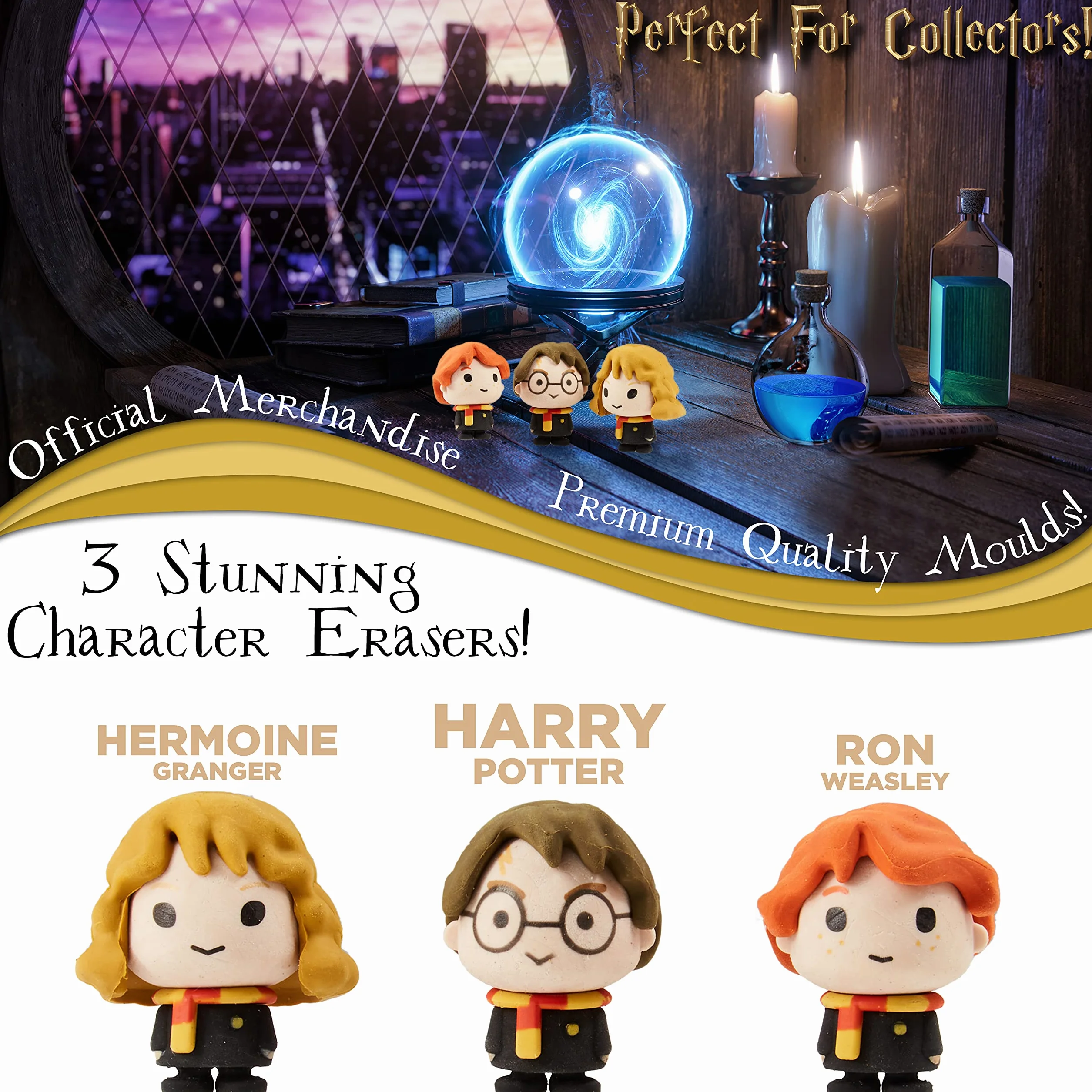 Harry Potter gumki do zmazywania, figurki do zabawy dla dzieci, 3 sztuki, prezenty Harry Potter dla dziewcząt i chłopców