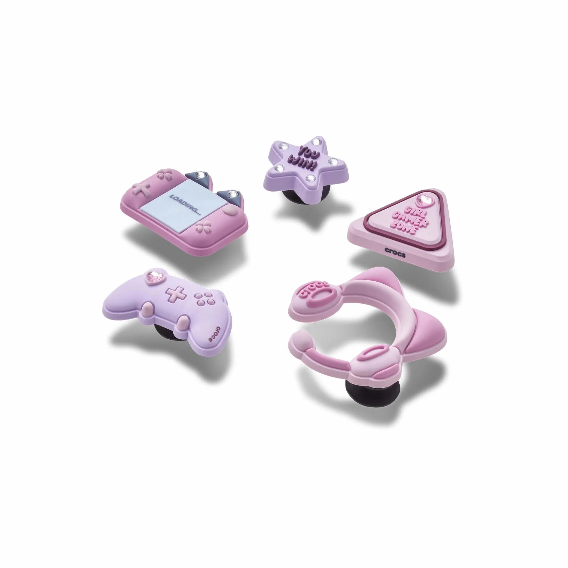 Crocs Unisex Girl Gamer 5-pak zawieszek do butów, wielokolorowe, jeden rozmiar, wielobarwny, Rozmiar Uniwersalny