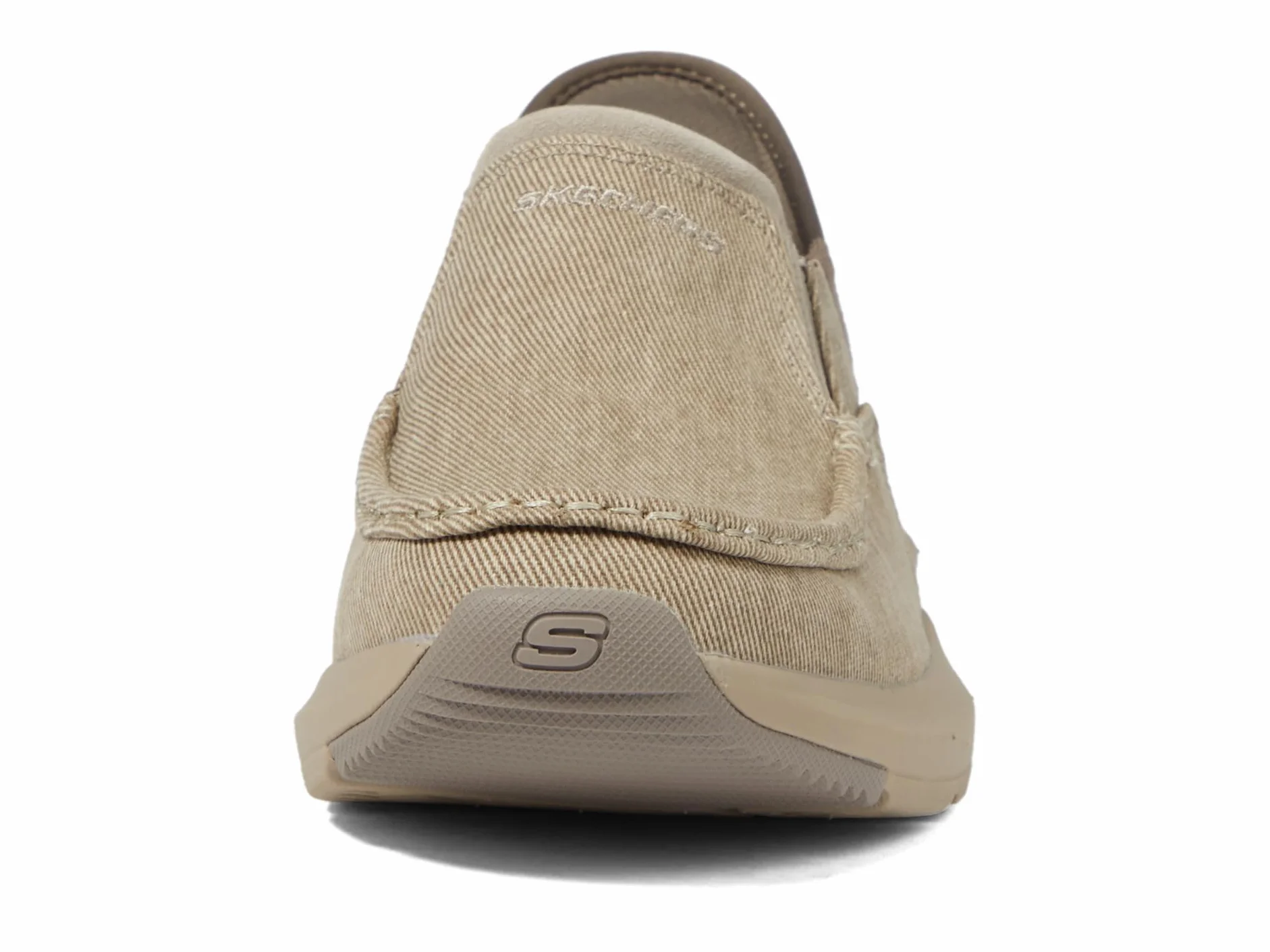 Skechers USA Men's Men's Parson-Dewitt 204806 Twin Gore Moc Toe Slip-Ins, Beige, 9