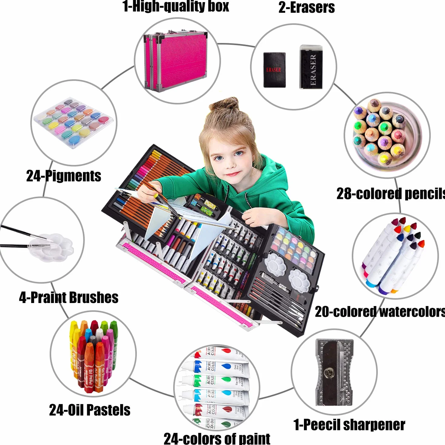 KINSPORY 139 PCS Zestaw artystyczny dla dzieci, Deluxe Pudełko do malowania, Kolorowanie Rysowanie Przybory artystyczne Prezent dla artystów Nastolatki Chłopcy Dziewczynki 4 5 6 7 8 9 10 11 12