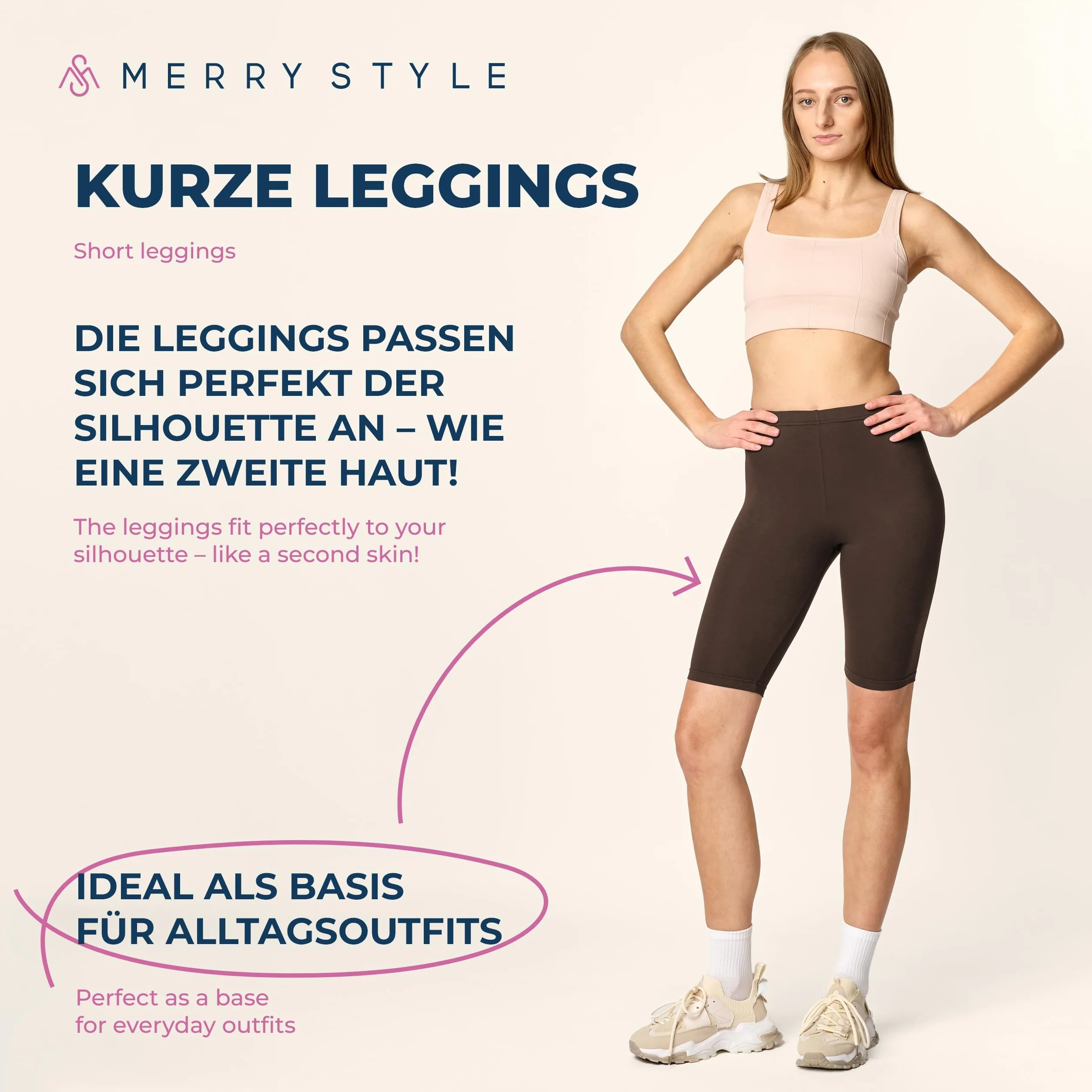 Merry Style Krótkie Legginsy Damskie z Wiskozy MS10-145