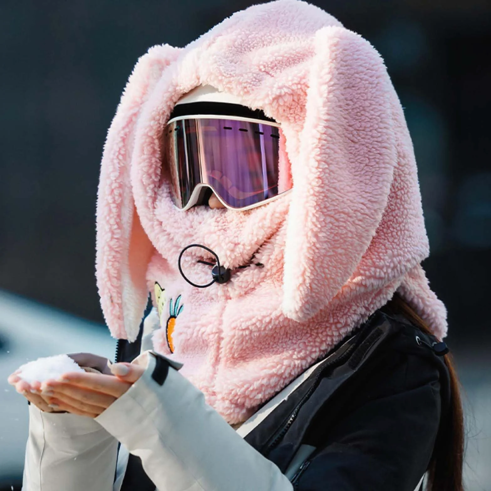 PHOGARY Balaklava dla kobiet, pluszowa czapka antysmogowa, zimowa maska narciarska dla kobiet, ciepła zimowa czapka z chustą dla mężczyzn i kobiet, Rosa, 55-60
