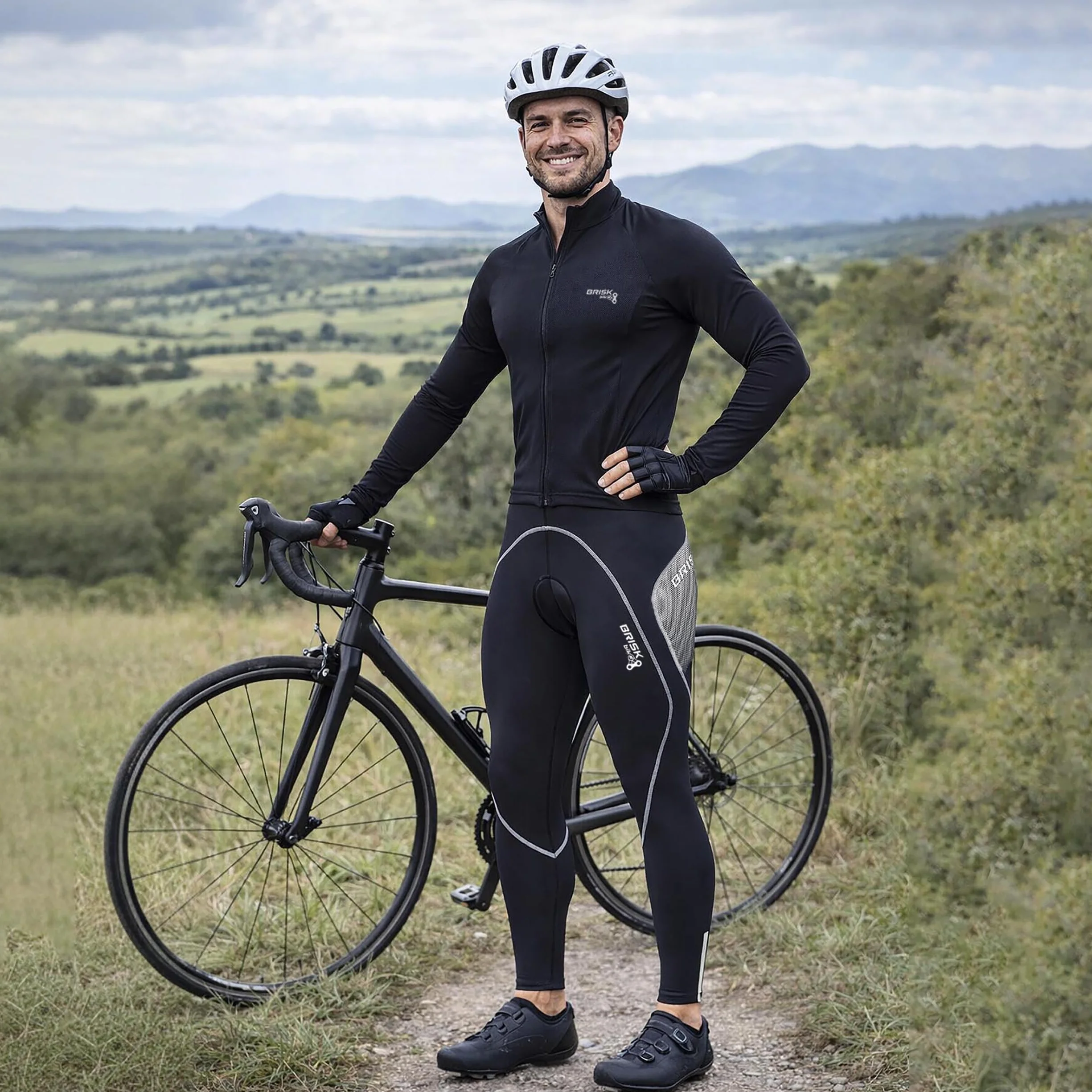 Brisk Bike Męskie Spodnie Rowerowe z Żelową Wyściółką, Oddychające i Lekkie Rajstopy Rowerowe