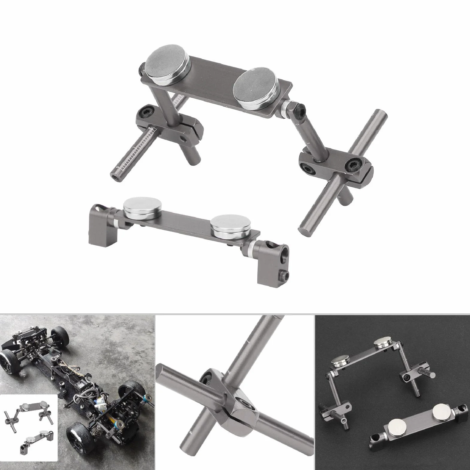 Zestaw do Montażu na Karoserii Samochodu RC, Aluminiowy Magnetyczny Uchwyt Magnetyczny na Karoserię Zestaw do Niewidocznego Mocowania na Karoserię, Magnetyczny Uchwyt na Karoserię do(Tytan)