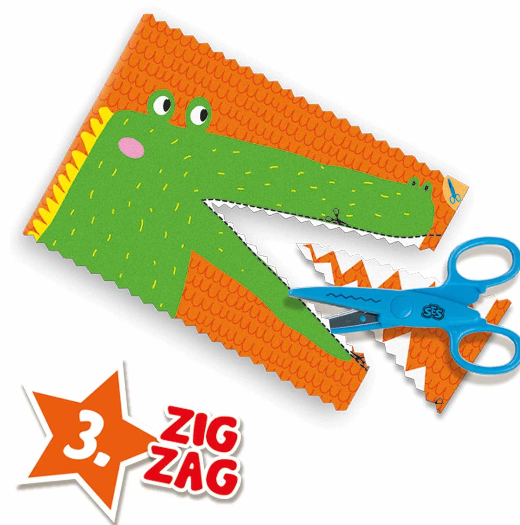 SES Creative | Uczę się wycinać krok po kroku | Edukacyjny zestaw do krojenia 3-6 lat | 3 nożyczki bezpieczeństwa + wypoczynek zygzak | 30 kart do cięcia | drobne motoryki | Aktywność przedszkola |