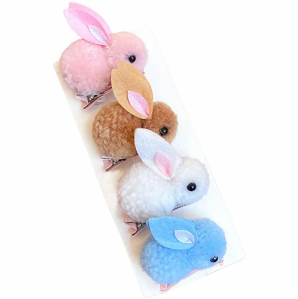 SanSixi spinka do włosów zajączek wielkanocny mały króliczek spinka do włosów pluszowa boczna spinka do włosów słodki królik kobiety dziecko spinka do włosów Happy Easter Day impreza dekoracja (szara)