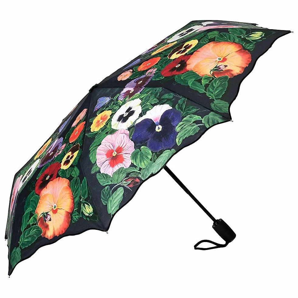 VON LILIENFELD® Składany parasol kieszonkowy automatyczny lekki automatycznie otwierany teleskopowy motyw kwiaty damskie bratki, wielobarwny