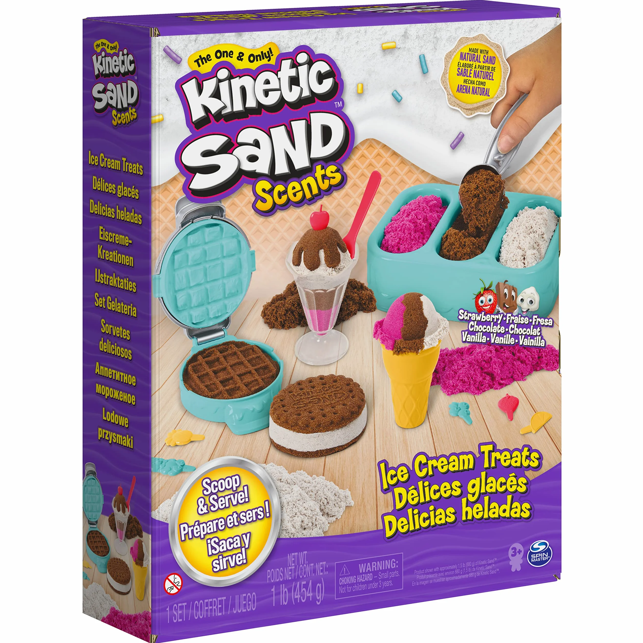 Kinetic Sand - Lodowe specjały, zestaw 3 kolorów pachnącego piasku kinetycznego z akcesoriami