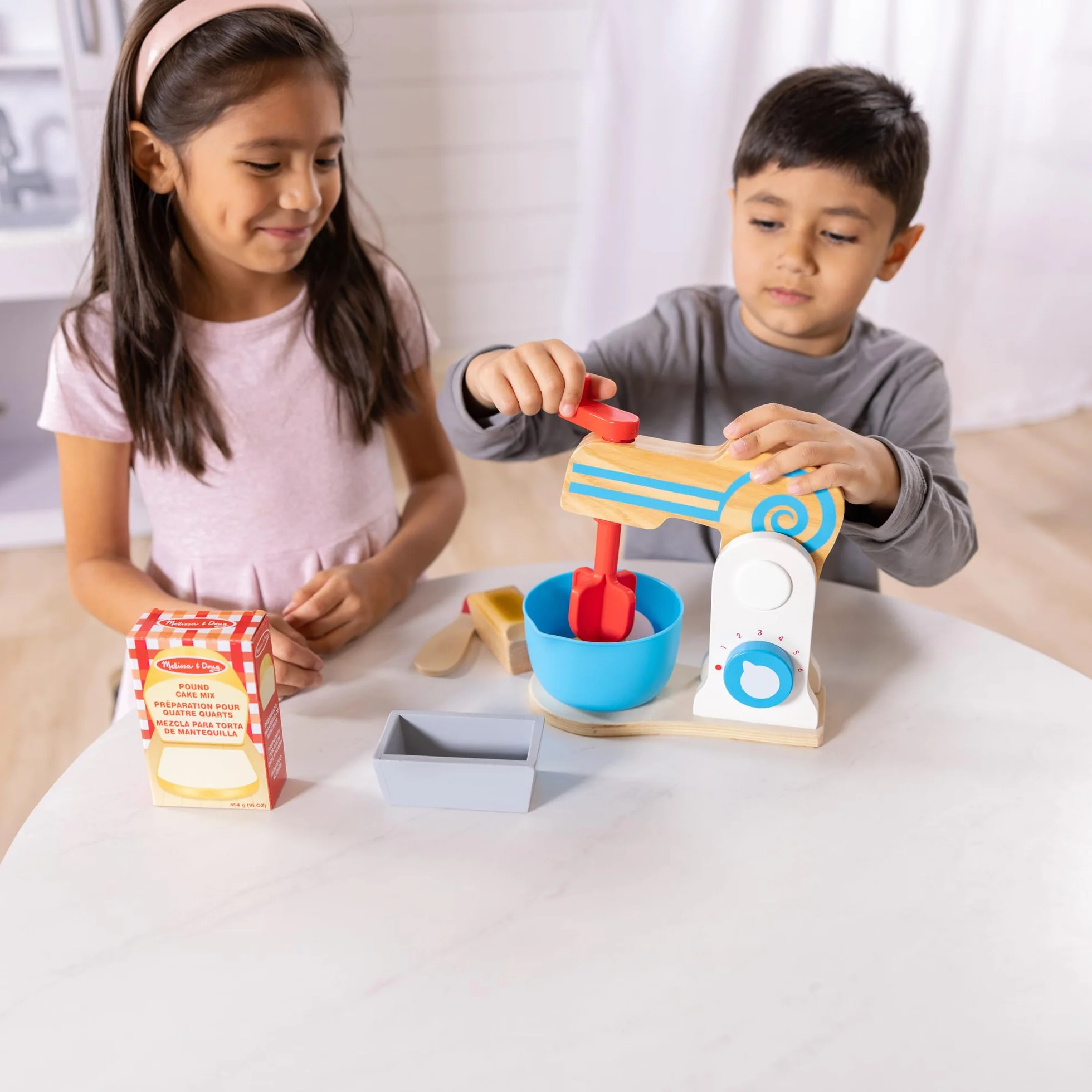 Melissa & Doug Drewniany Zestaw Mikserów do robienia ciasta 3+ Udawanie Zabawy Zabawka do odgrywania Ról