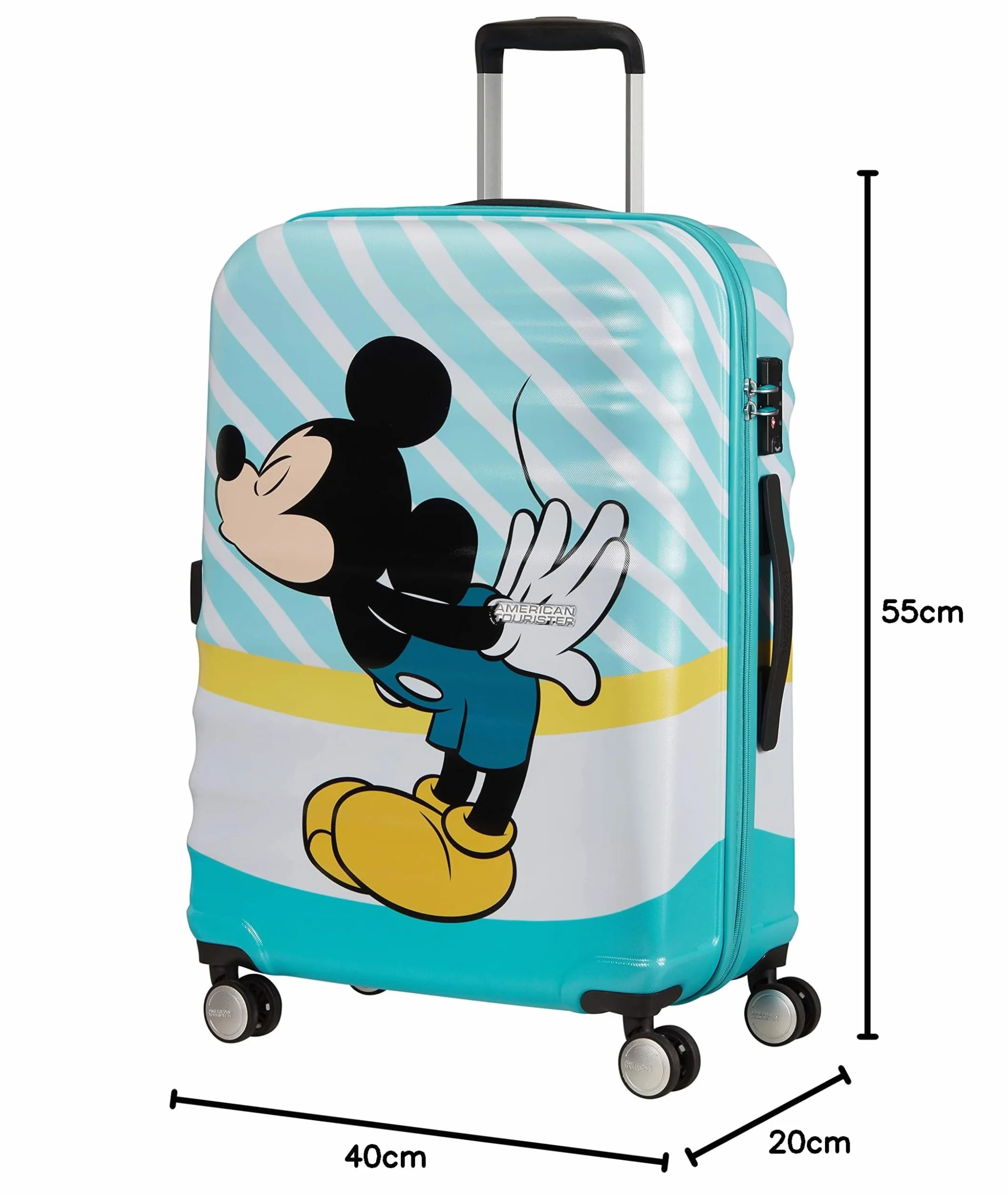 American Tourister Wavebreaker Disney - Walizka Kabinowa 55x40x20 cm, Walizka Twarda, Trolley Kabinowy dla Ryanair & Wiekszosci Linii Lotniczych - Mickey Blue Kiss