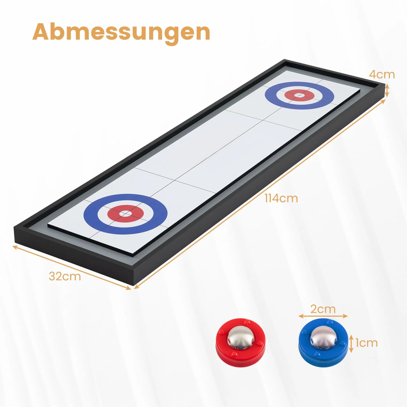 COSTWAY 2 w 1 Shuffleboard & Curling, 114 x 32 cm gra planszowa z 8 krążkami, przenośna deska stołowa, z drewna, gra w kręgle stołowe dla dzieci, dorosłych