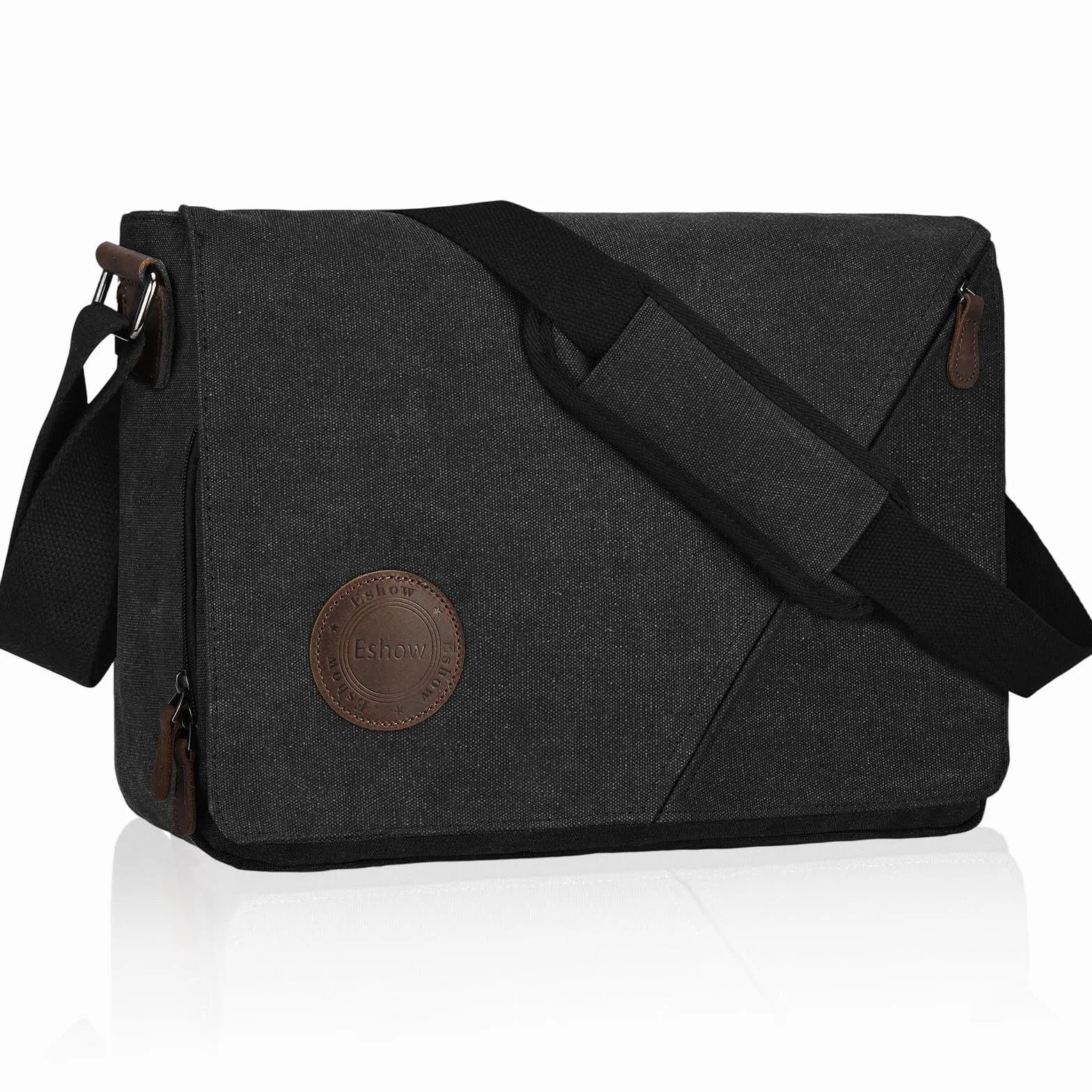 Eshow Męska torba na ramię, torba listonoszka z płótna, na laptopa o przekątnej ekranu 14", torba kurierska, torba do pracy, na uczelnię, w podróży