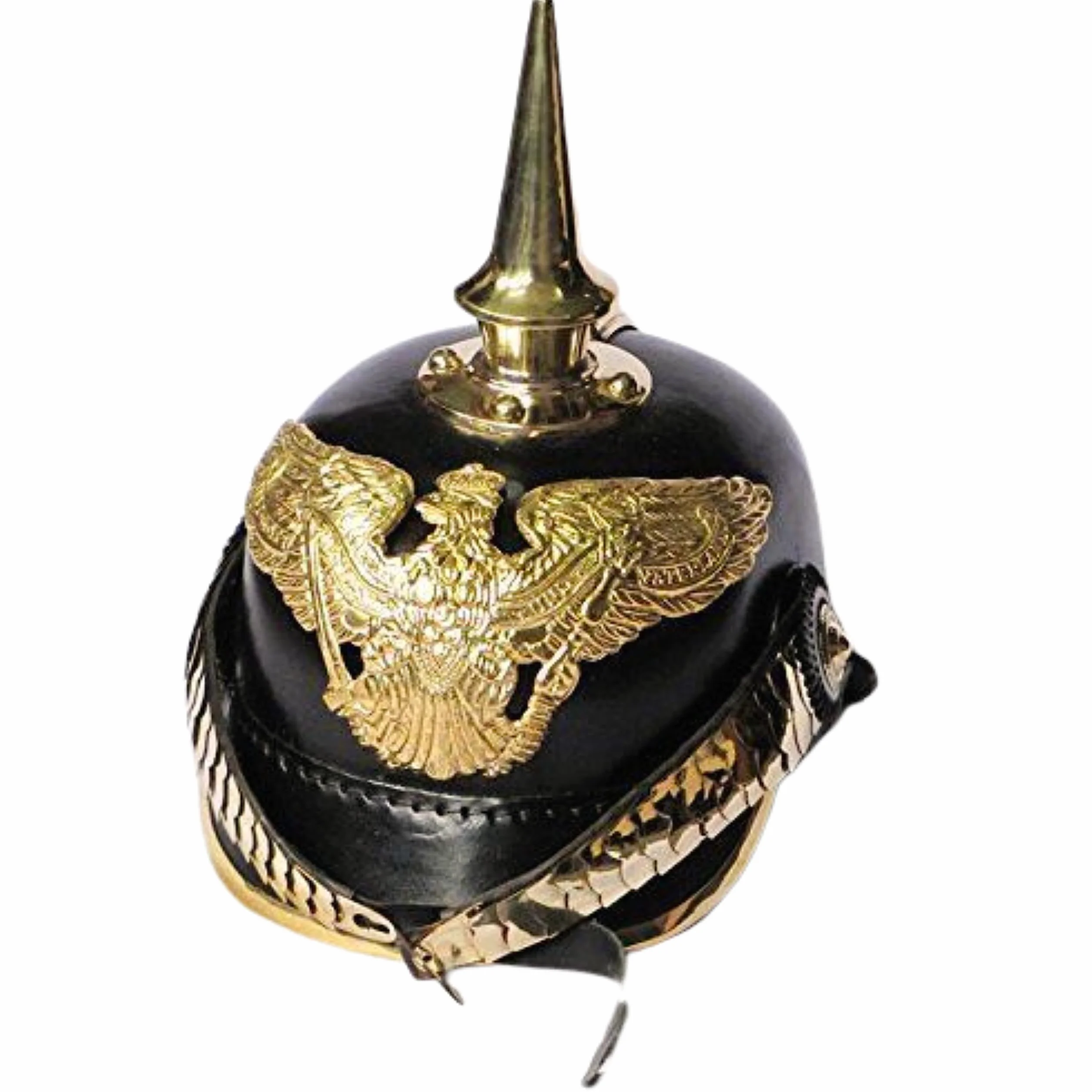 Medieval Replicas Mosiężny niemiecki hełm Pickelhaube Imperial Prussian - skórzany