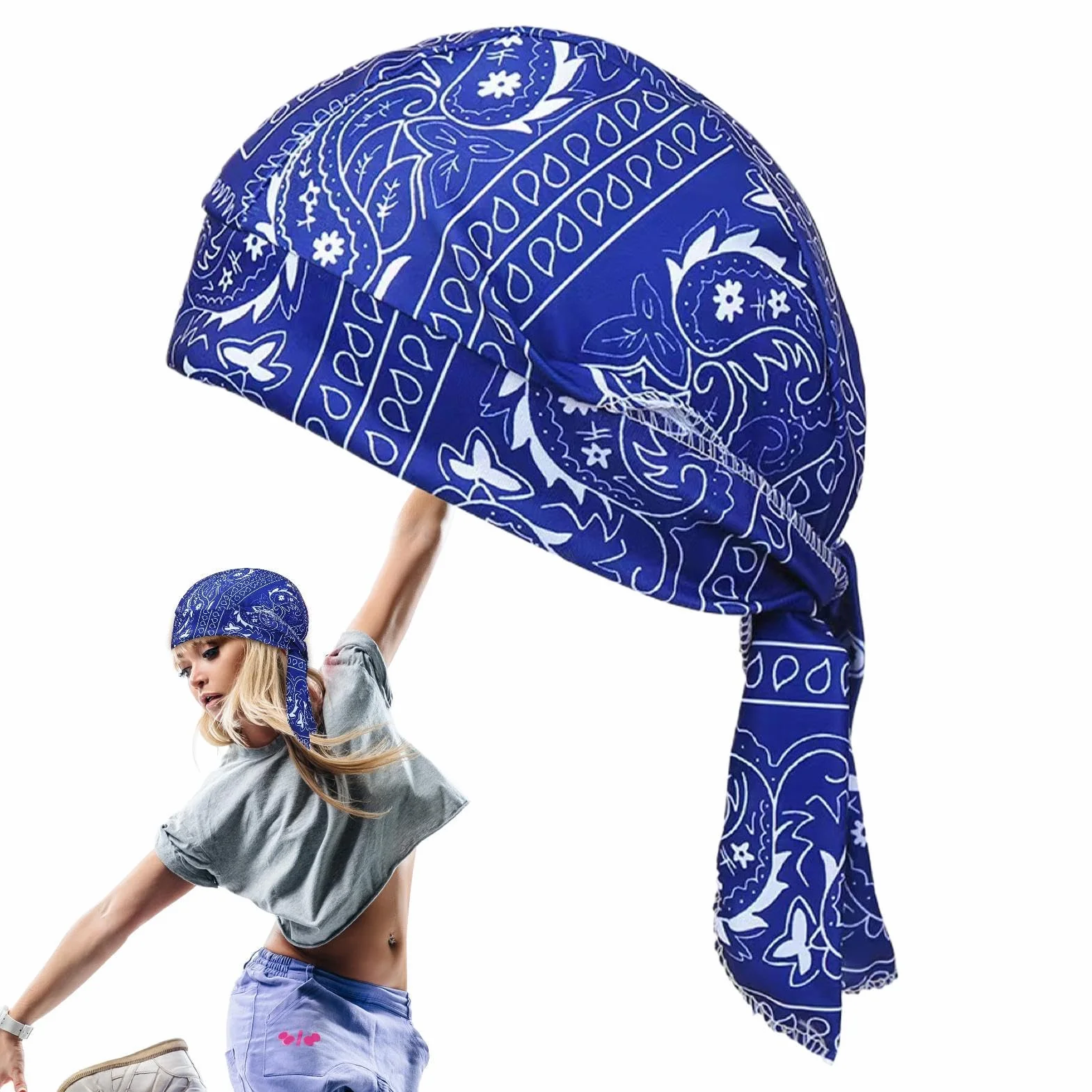 Czapka piracka dla kobiet, oddychaj?ca czapka kapitana pirata, 50-60 cm, odporna promieniowanie UV, elastyczna czapka z tkaniny, stylowa w?drówki, jazda rowerze, owijanie w?osów, akcesoria do