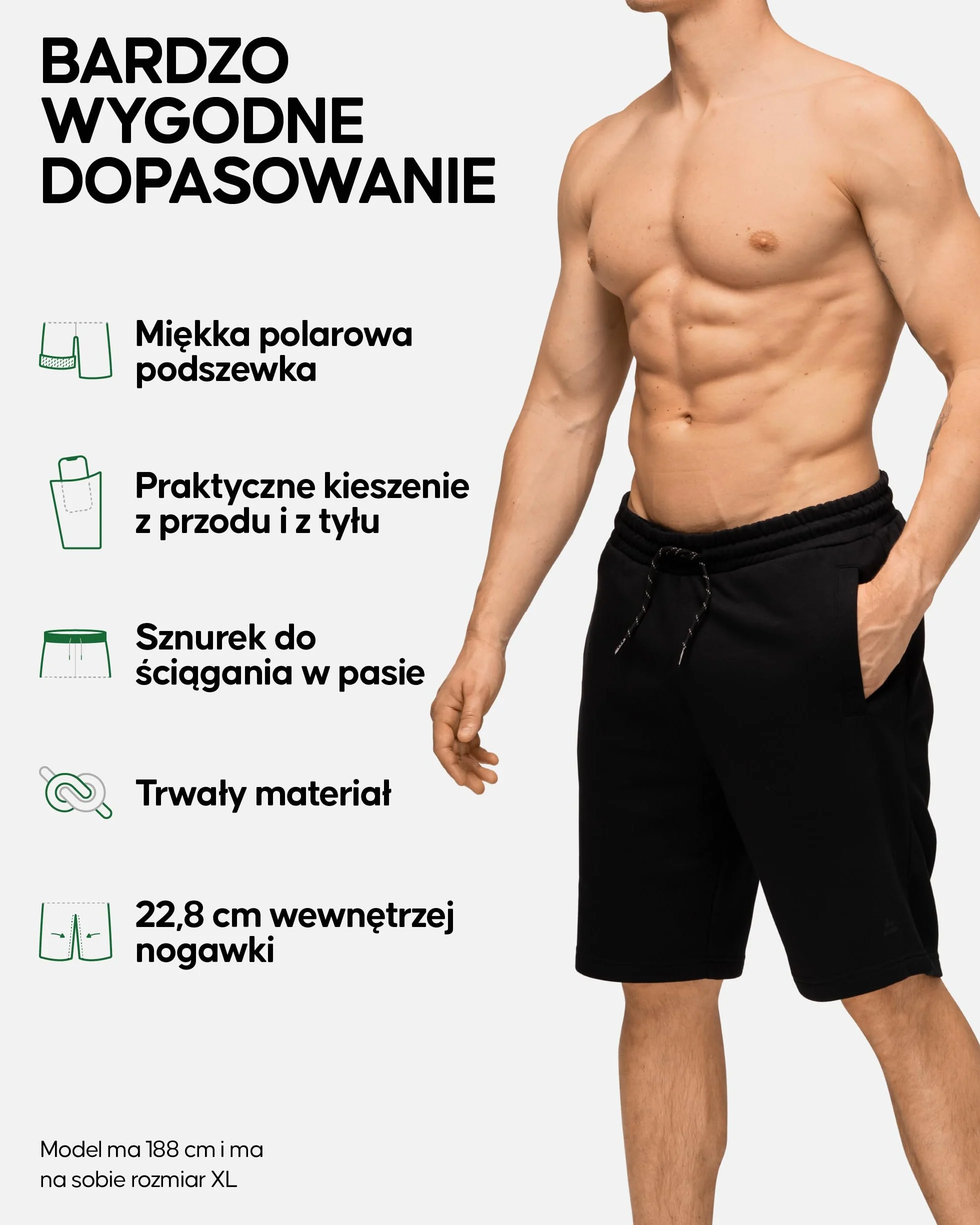 DANISH ENDURANCE Spodenki Dresowe Męskie, Joggery dla Mężczyzn z Kieszeniami na Co Dzień, Spodenki Polarowe z Miękką Podszewką