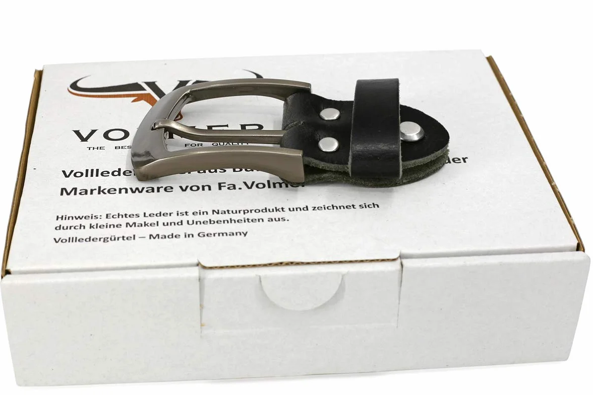 Fa.Volmer ® Pojedyncza klamra do paska jako zamiennik do czarnego skórzanego paska 3,8 cm typ #10125