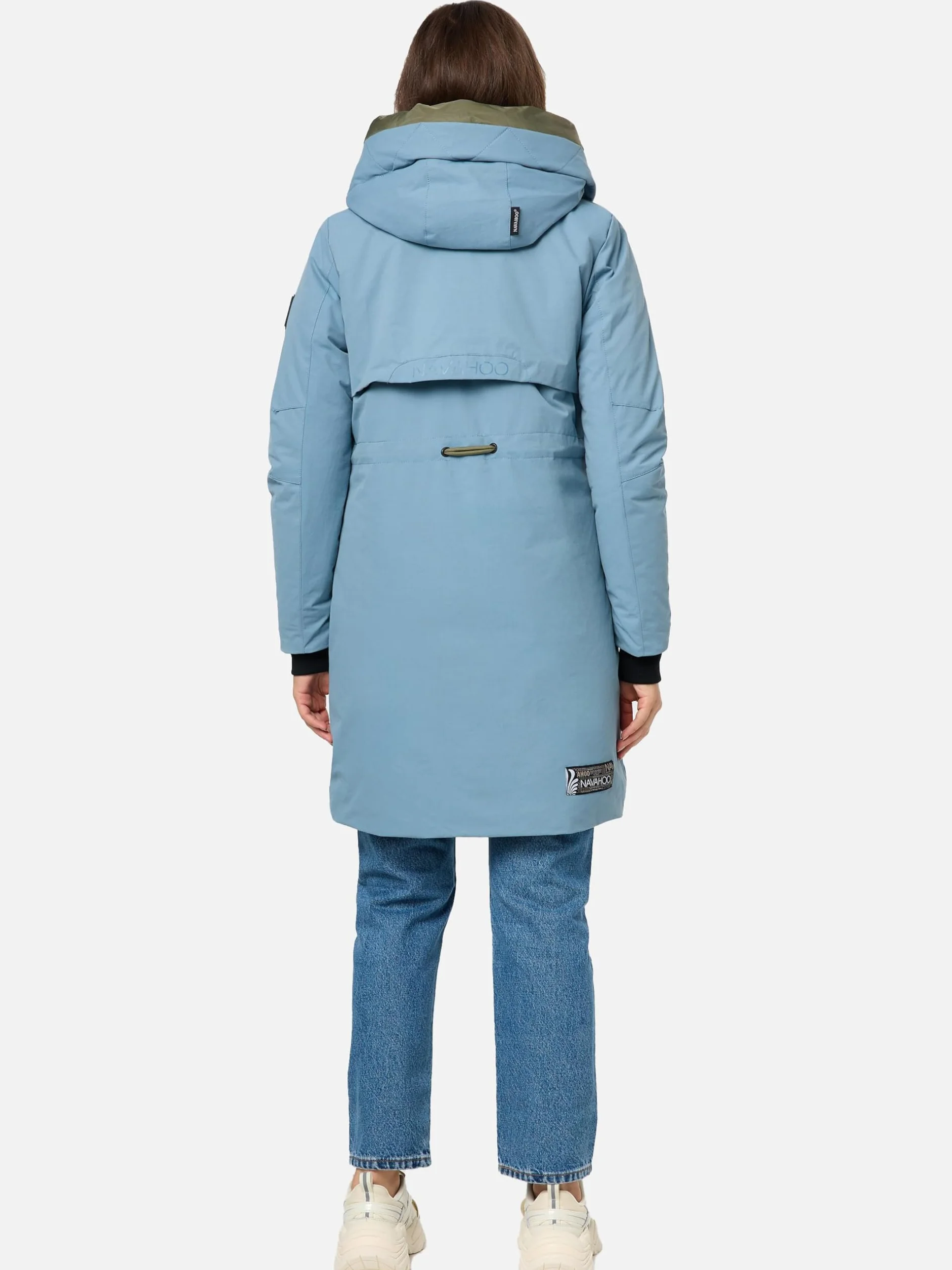 Navahoo Damski płaszcz, długi, ciepły, zimowy, pikowana kurtka z kapturem, Snowelf XS-XXL