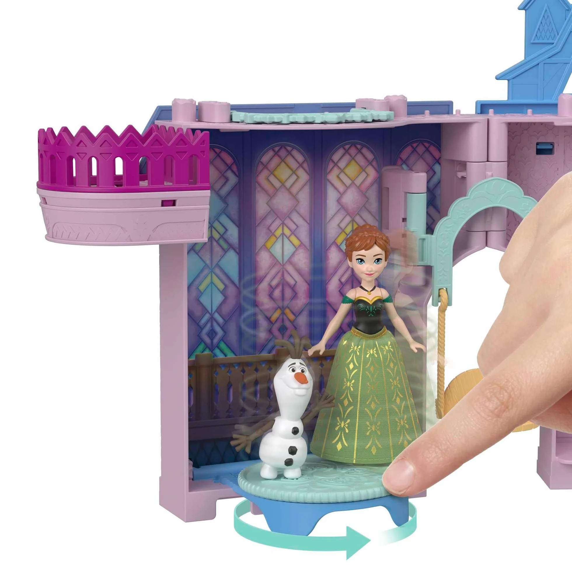 Mattel Disney Kraina Lodu w Arendelle Castle Anna Arendelle zestaw modułowy z mini lalką z postacią Olaf i 7 akcesoriami, zabawka dla dzieci w wieku 3+ lat, nowa odmiana, JDP65