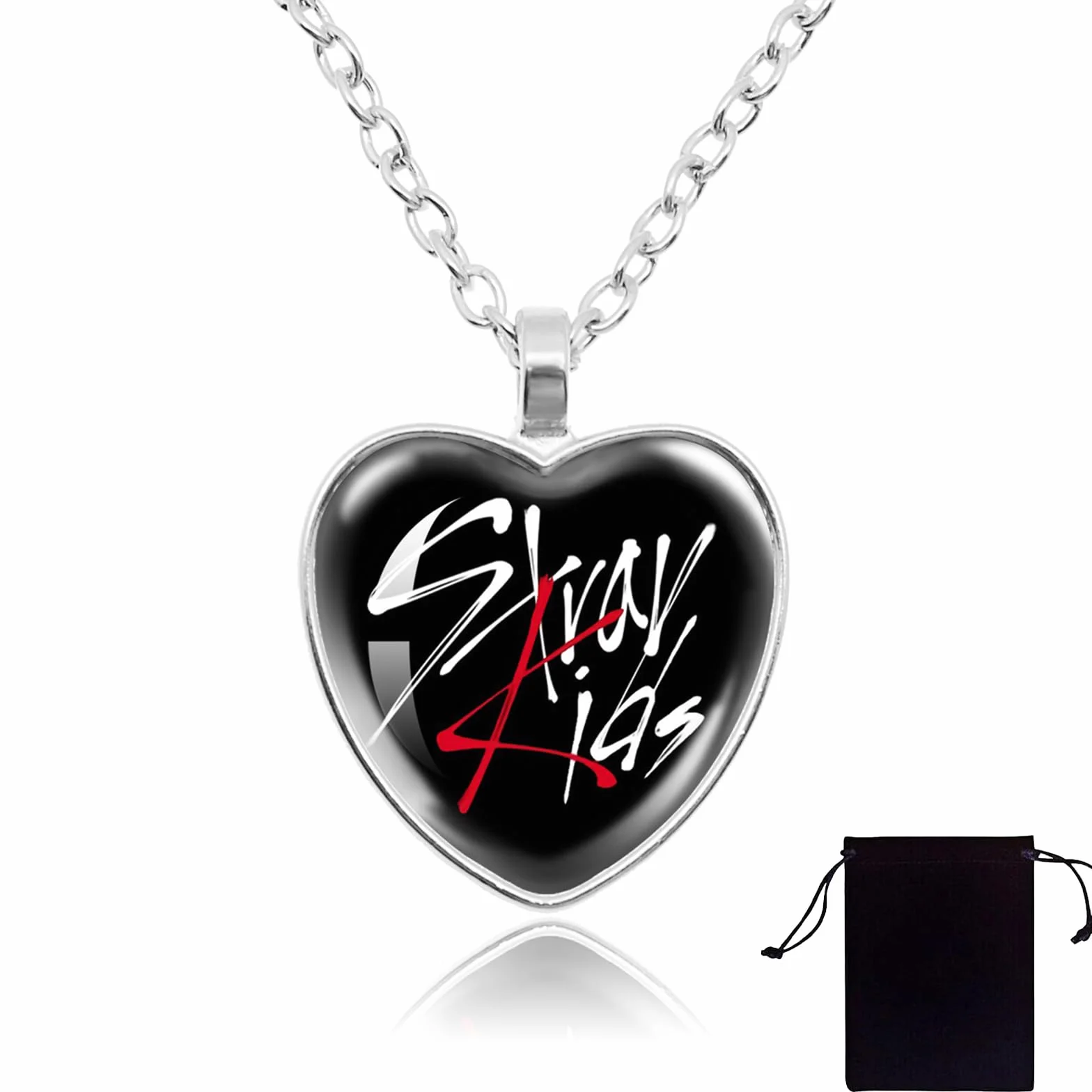 Zestaw biżuterii Stray K-Pop Kids – naszyjnik | Merch Stray dla fanów | Elegancka biżuteria K-Pop w srebrze