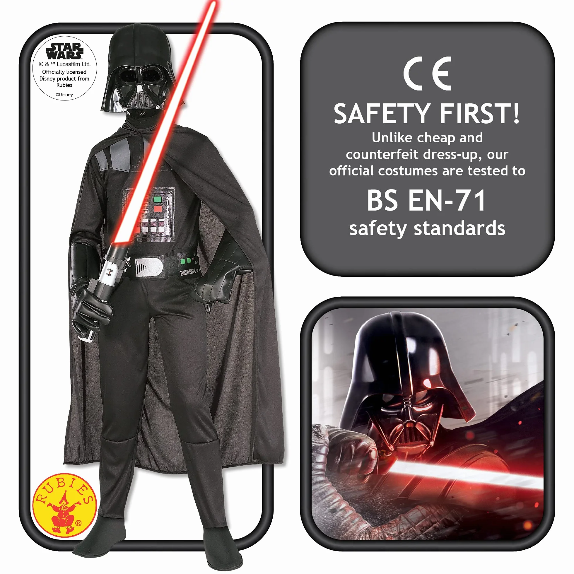 Rubie's Official Disney Star Wars Darth Vader klasyczny kostium dla dzieci, fantazyjny strój dla dzieci