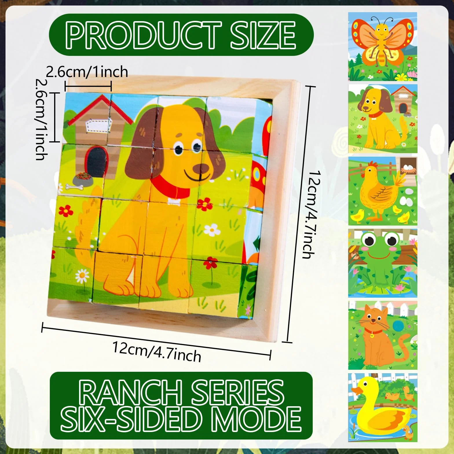 Montessori puzzle drewniane, kostki obrazkowe 3D, puzzle 6 w 1, zabawka edukacyjna, drewniana zabawka dla dzieci od 1, 2, 3, 4 lat, Montessori układanie w stos dla dzieci, chłopców i dziewczynek
