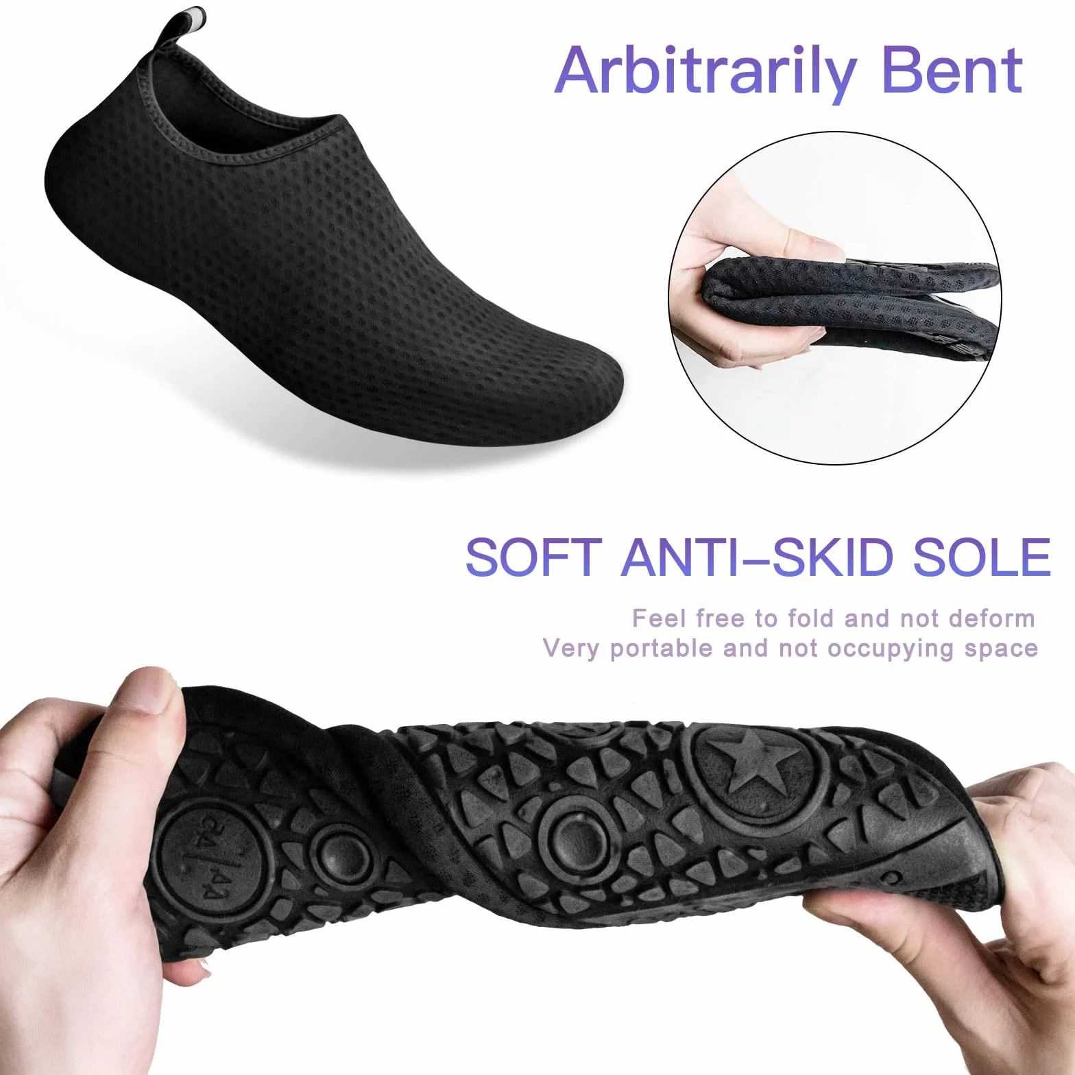 Buty do wody, bose stopy, szybkoschnące, do pływania, na basen, plażę, do surfowania, jogi, ćwiczeń, czarny, 36/37 EU